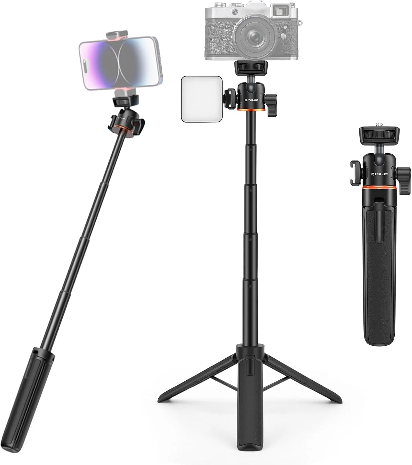 سه پایه کوچک 2 در 1 با سر توپی 360 درجه، سه پایه دوربین کوچک قابل افزایش برای تلفن/GoPro/DSLR، سه پایه تاشو 20 سانتی متری قابل حمل با کفشک سرد برای وبلاگ نویسی، پخش زنده و مسافرت