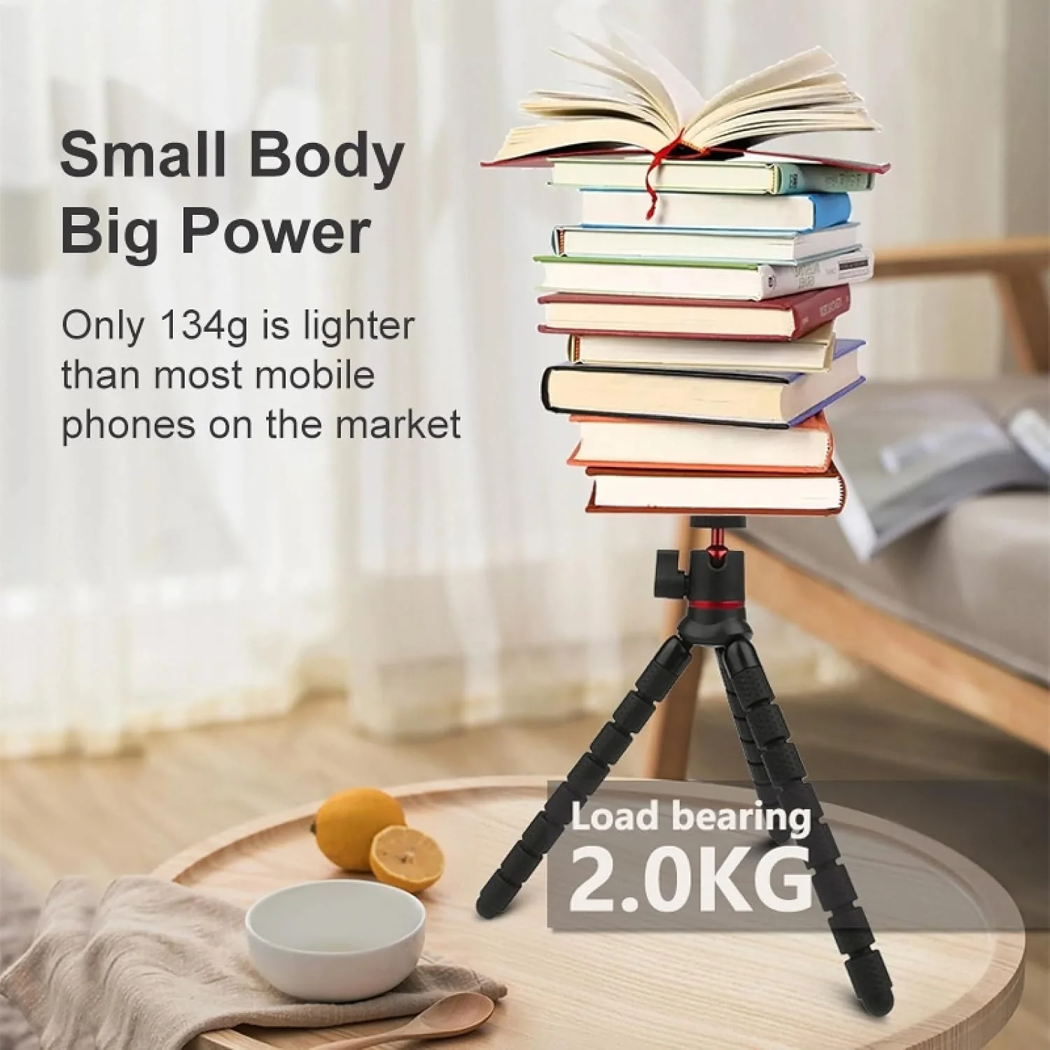 سه پایه مینی هشت پا انعطاف پذیر دوربین REFLEX با پیچ 1/4 اینچی | پایه های قابل تنظیم و خم شو سازگار با کانن، نیکون، سونی، گو پرو، اینستا | سه پایه مسافرتی قابل حمل برای عکاسی و ولاگ