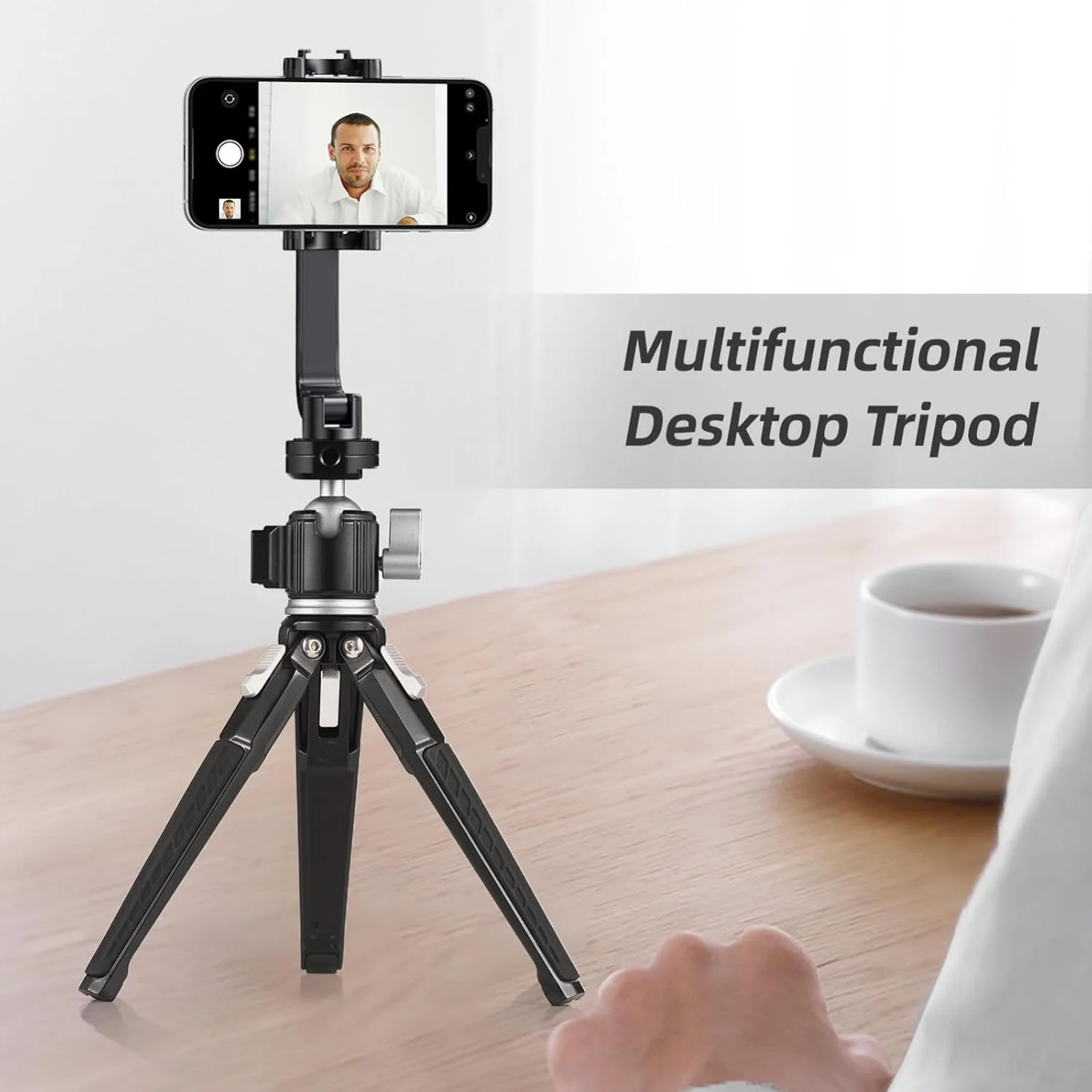 پایه رومیزی چند منظوره کوچک Labymos با سر توپی چرخان 360 درجه آلیاژ آلومینیوم و مانت کفشک سرد، حداکثر تحمل وزن 3 کیلوگرم مناسب برای ولاگ، پخش زنده و ویدیو