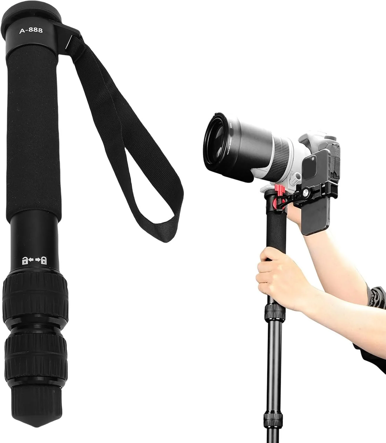 تک پایه دوربین حرفه ای Luocute، آلیاژ آلومینیوم 155 سانتی متری 7 قسمتی با ظرفیت بار 5 کیلوگرم، تک پایه دوربین مسافرتی تک لنز، مناسب برای محیط های مختلف فیلمبرداری