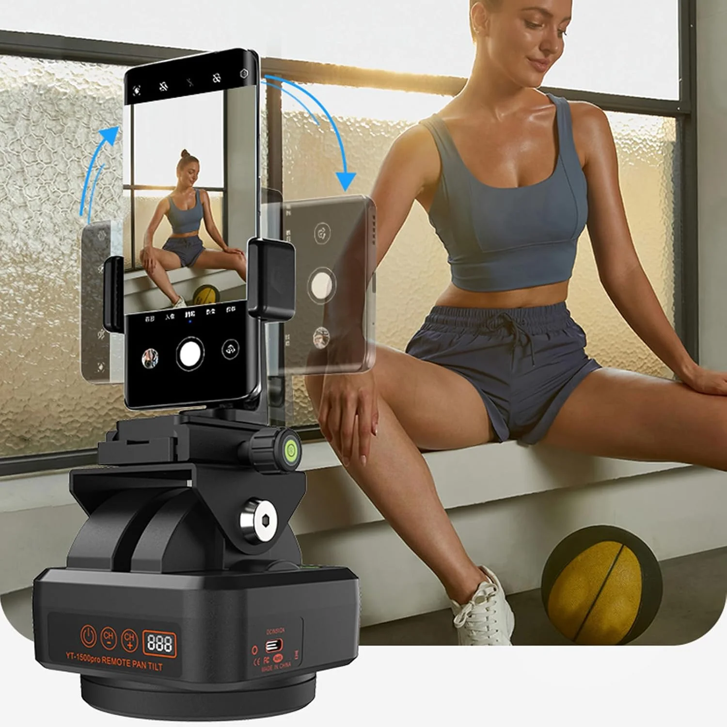 هد چرخشی موتوردار با قابلیت چرخش 360 درجه، تنظیم سرعت چرخش با کنترل از راه دور 2.4G، ظرفیت بار 2.2 کیلوگرم، صفحه ضد لغزش قابل شارژ، ضد آب IP66