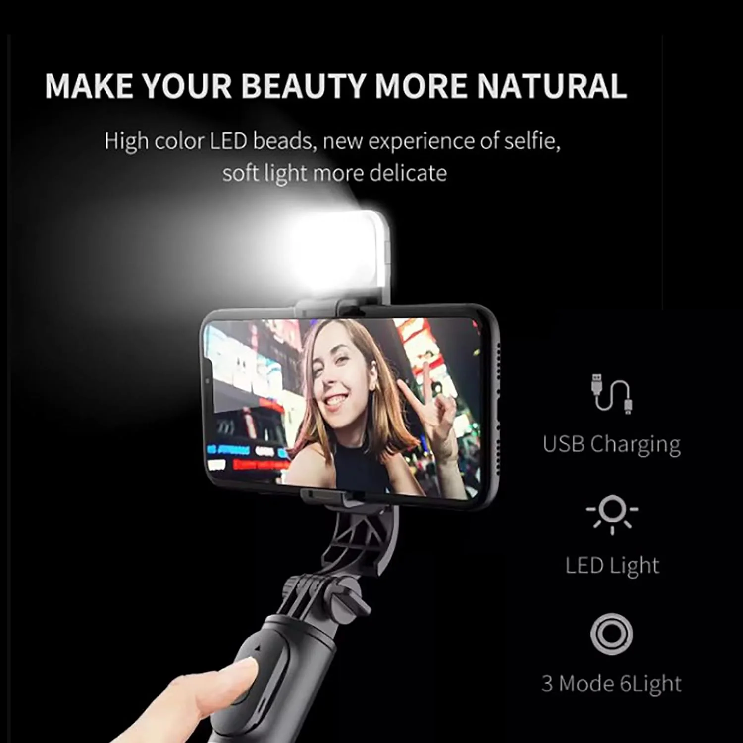 مونوپاد 24 اینچی SUKILO با پایه سه پایه تقویت شده، ریموت بلوتوثی، نور پرکننده داخلی، مناسب برای اندروید و آیفون، سه پایه قابل حمل برای ولاگ، مسافرت، عکاسی - مشکی