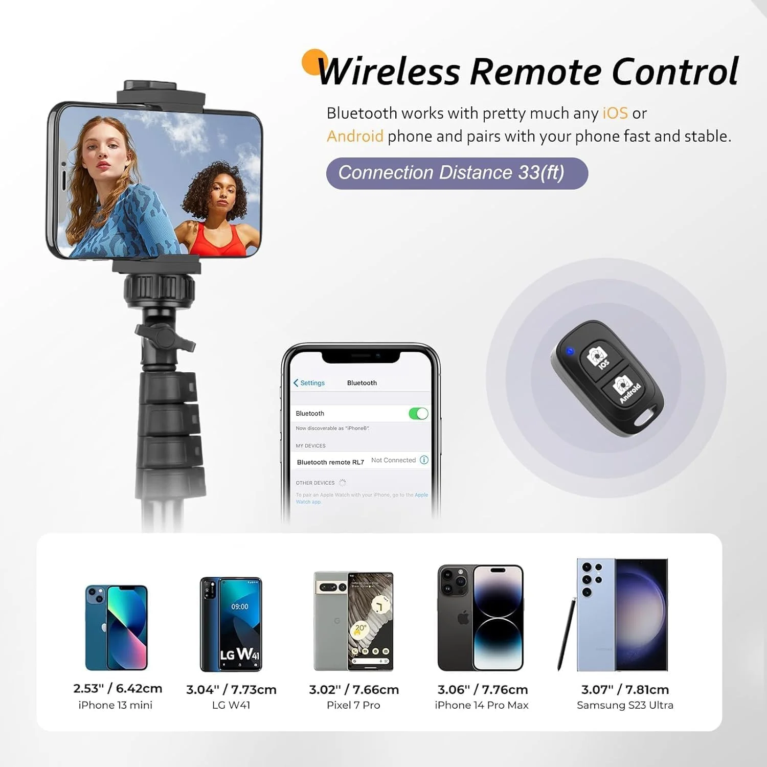 کیت لوازم جانبی سه پایه تلفن هوشمند SmartGrist، پایه سه پایه دوربین و تلفن همراه با ریموت بی سیم و پایه سر سه پایه جهانی، ایده آل برای سلفی/ضبط ویدیو/ولاگ