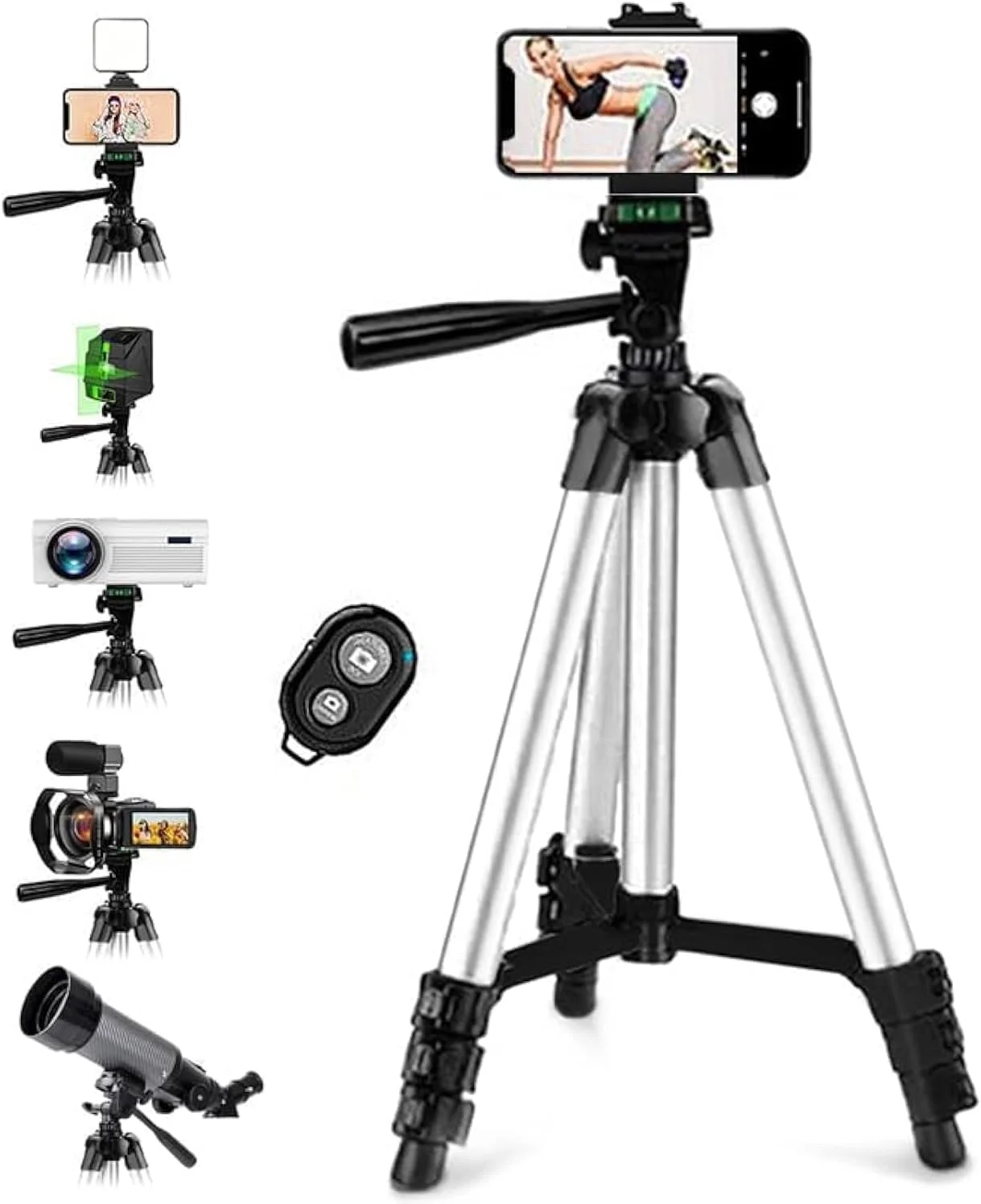 سه پایه دوربین VIC، سه پایه 46 اینچی برای عکاسی با موبایل و فیلمبرداری، پایه بلند فوق سبک با کنترل از راه دور، سه پایه های DSLR حرفه ای مسافرتی برای Canon Nikon iPhone، حداکثر بار 9 پوند.