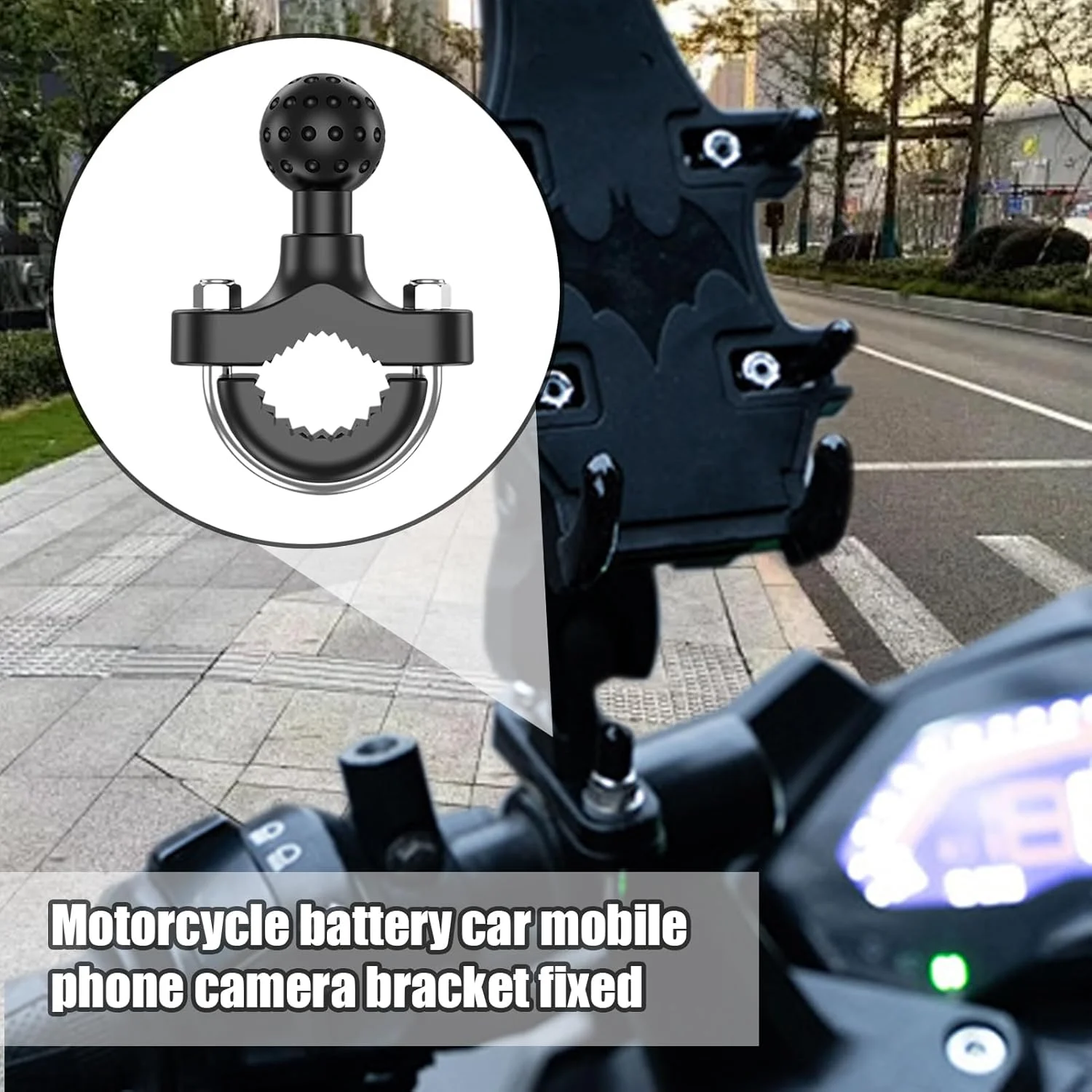 نگهدارنده توپی، آداپتور سر توپی آینه موتورسیکلت - براکت نصب آینه دید عقب لوازم جانبی ضد آب موتورسیکلت برای نگهدارنده تلفن، مردان و زنان
