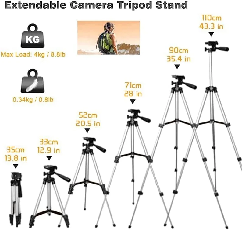سه پایه دوربین VIC، سه پایه 46 اینچی برای عکاسی با موبایل و فیلمبرداری، پایه بلند فوق سبک با کنترل از راه دور، سه پایه های DSLR حرفه ای مسافرتی برای Canon Nikon iPhone، حداکثر بار 9 پوند.
