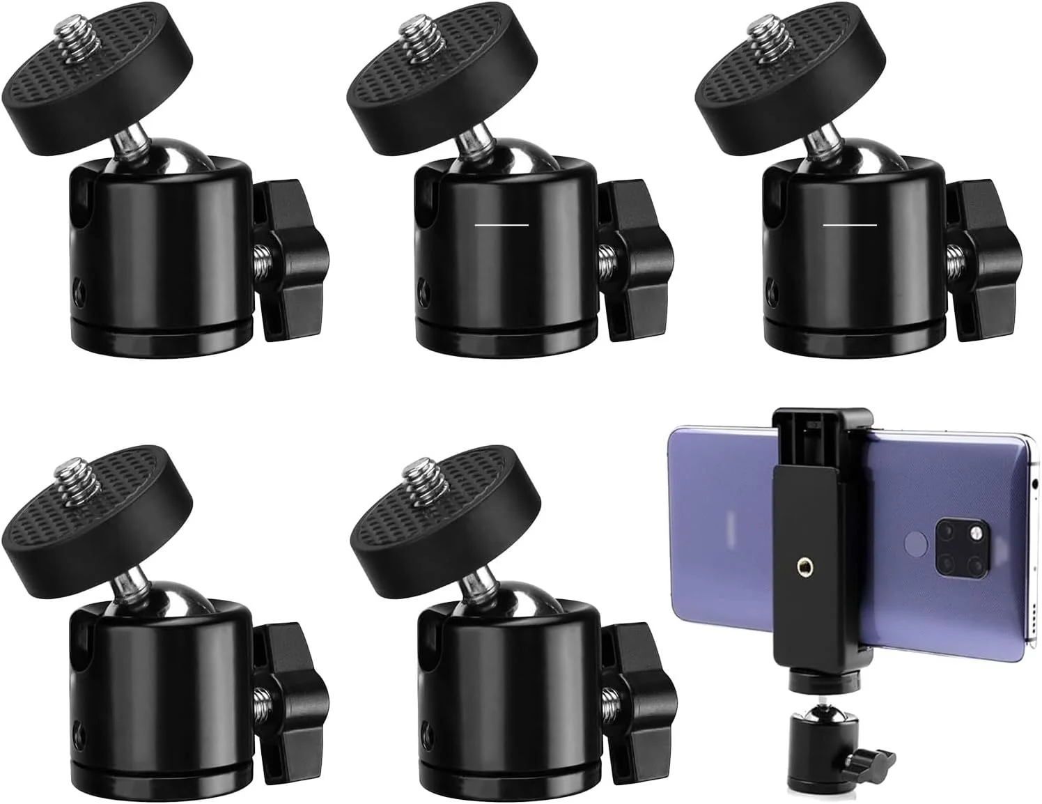 توپی مفصلی 5 عددی، با قابلیت چرخش 360 درجه، سه پایه با رابط جهانی 1/4، سر توپی، سر سه پایه کوچک، سر توپی، سر سه پایه برای سه پایه ها، تک پایه ها، دوربین ها