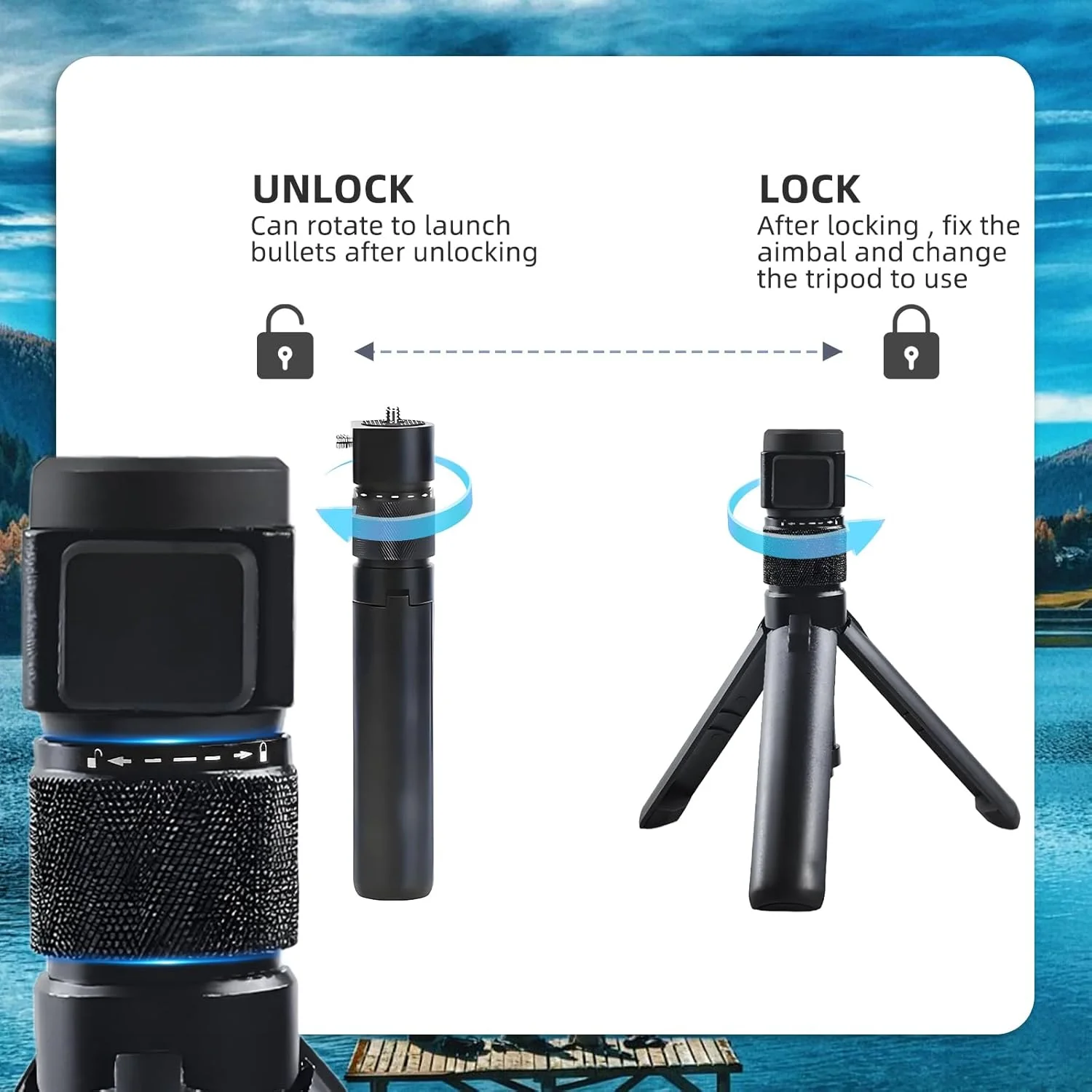 دسته تایم بولت Flylin، سه پایه رومیزی کوچک چند منظوره آلیاژ آلومینیوم با دو پیچ 1/4، دسته چرخشی 360 درجه سلفی استیک برای Insta360 ONE X2/X3/X4