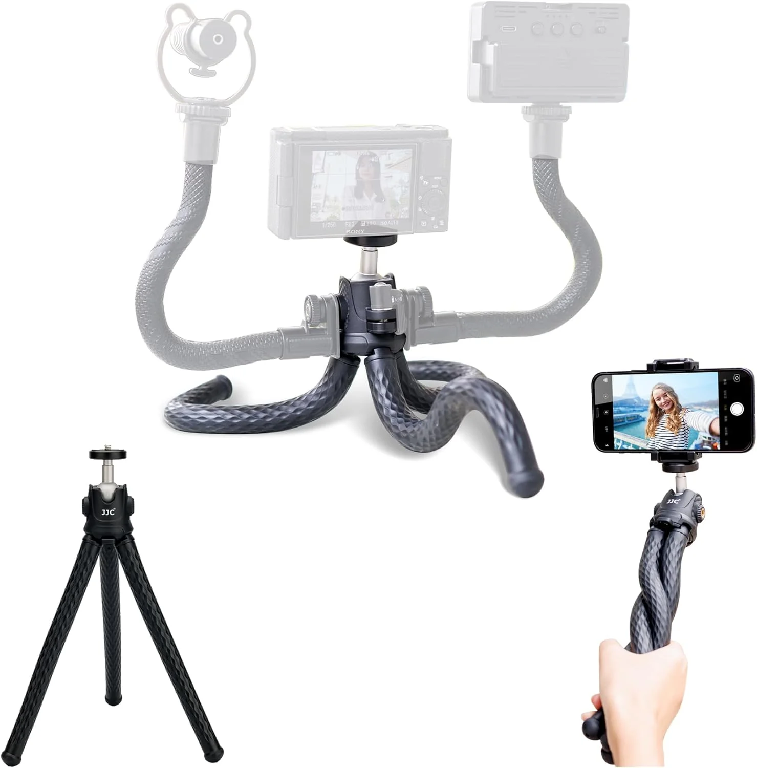 پایه سه پایه رومیزی کوچک JJC Deluxe برای Sony A6500 A6400 A6300 A6000 A7R III A7 III RX100 VI VA/Canon M50 G7X Mark II/Panasonic G7 G9 GH5 GH5S LX100II/Fujifilm X-T3 X-T2 X-T20 XF10/Zoom H6 H5 H4N