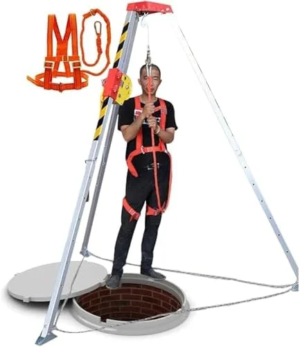 کیت سه پایه فضای محدود، کیت سه پایه بالابر فضای محدود 544 کیلوگرم، پایه جمع شونده 2 متری، سه پایه فضای محدود، سه پایه نجات آتش نشانی منهول، وینچ 1179 کیلوگرمی