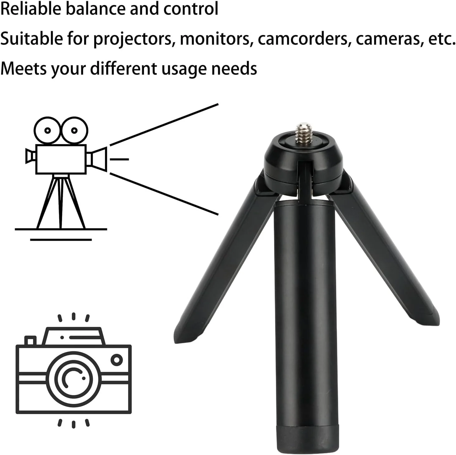 سه پایه کوچک قابل افزایش طول BJ-150A، سه پایه دوربین سبک وزن قابل حمل با پیچ 1/4 اینچی، مونوپاد سلفی و پایه رومیزی برای تلفن های هوشمند/دوربین ها