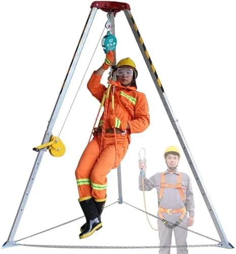 کیت سه پایه فضای محدود، سه پایه نجات فضای محدود سنگین با کمربند ایمنی، برای ساخت و ساز اکتشاف سرچاه، وینچ 1800 پوندی