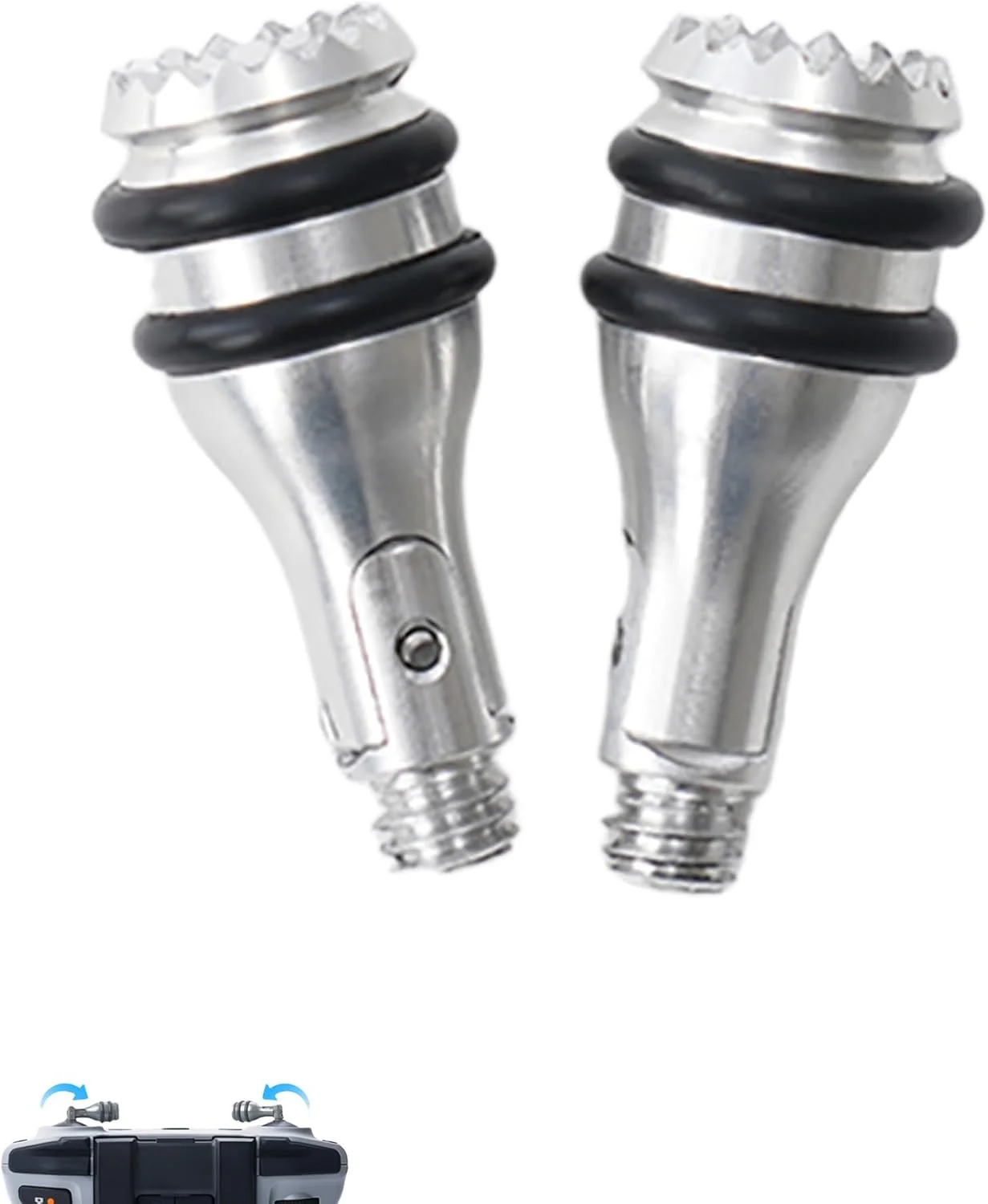 جوی‌استیک‌های آلومینیومی تاشو 90 درجه برای ریموت‌های DJI RC-N1/N2/N3 - اهرم‌های انگشتی ارگونومیک برای پهپادهای FLIP/Neo/Mavic 3 Pro (نقره‌ای)