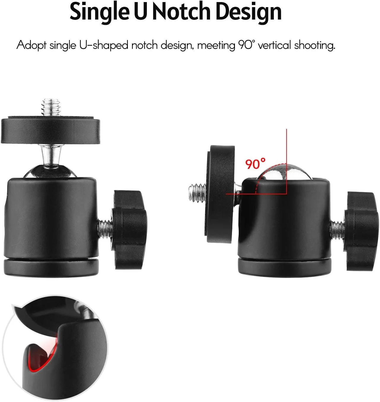 Labymos یک عدد مینی هد توپی چرخشی، پایه نصب با چرخش 360 درجه با پیچ های یونیورسال 1/4 اینچی برای دوربین های DSLR ILDC، دوربین فیلمبرداری، سه پایه، تک پایه، پایه نور