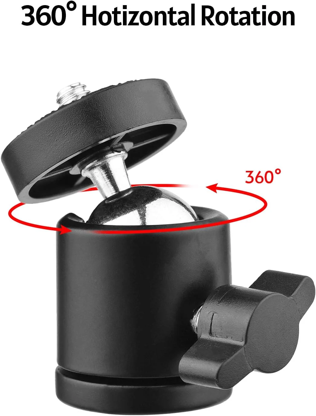 Labymos یک عدد مینی هد توپی چرخشی، پایه نصب با چرخش 360 درجه با پیچ های یونیورسال 1/4 اینچی برای دوربین های DSLR ILDC، دوربین فیلمبرداری، سه پایه، تک پایه، پایه نور