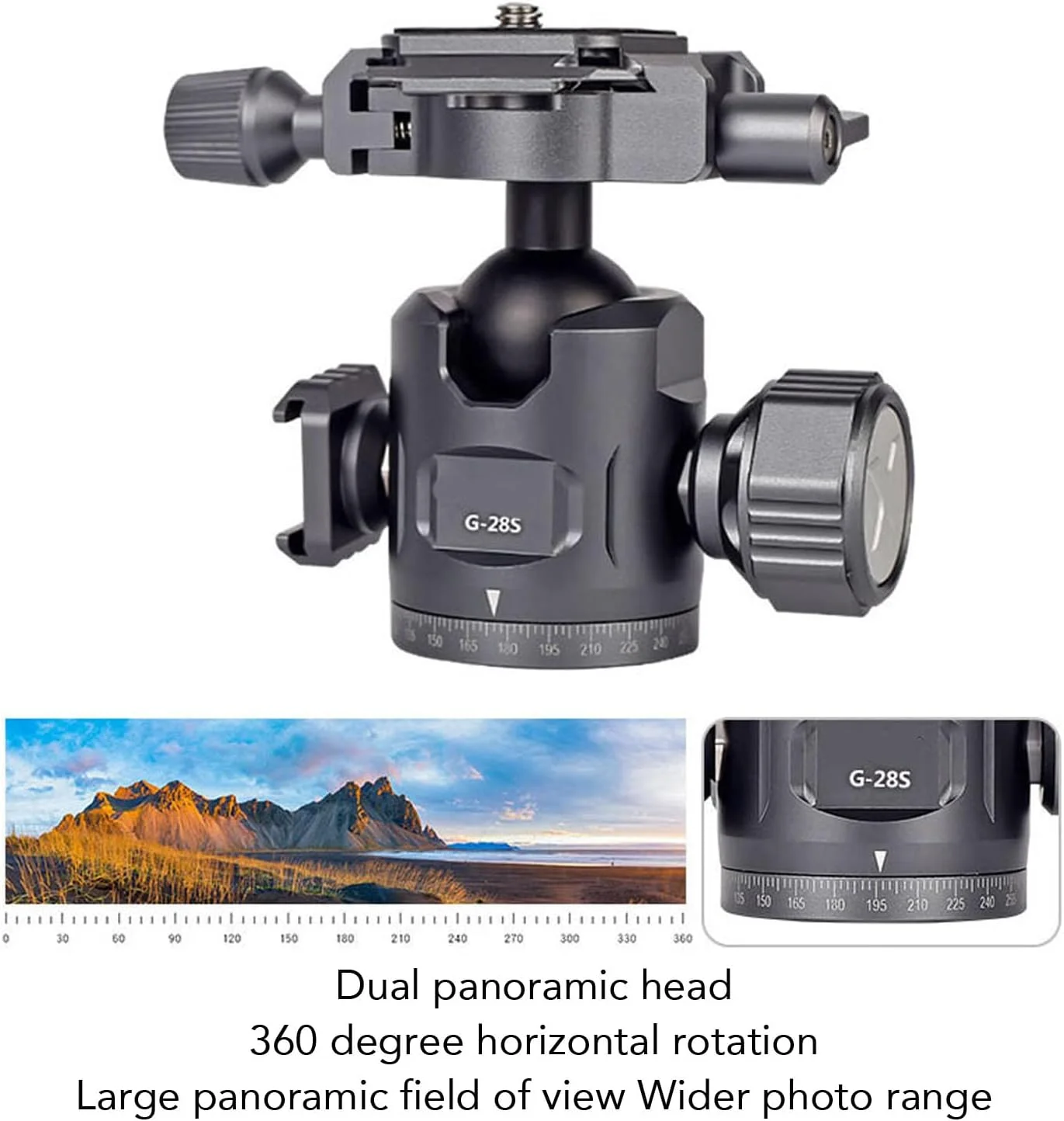 سر توپی سه پایه، سر توپی چرخشی 360 درجه با میرایی پانورامای دوگانه، سر توپی سه پایه دوربین برای سه پایه های دوربین DSLR
