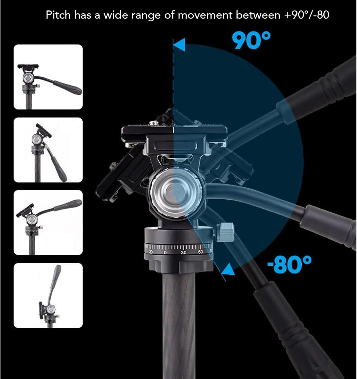 سر توپی سه پایه، سر توپی چرخشی 360 درجه با میرایی پانورامای دوگانه، سر توپی سه پایه دوربین برای سه پایه های دوربین DSLR
