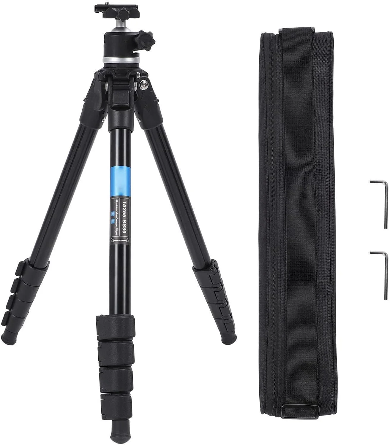 سه پایه دوربین DSLR، سه پایه مسافرتی آلیاژ آلومینیومی قابل حمل با سر توپی، ستون مرکزی، صفحه رهاسازی سریع برای عکاسی با زاویه کم، سازگار با DSLR و دوربین های فیلمبرداری