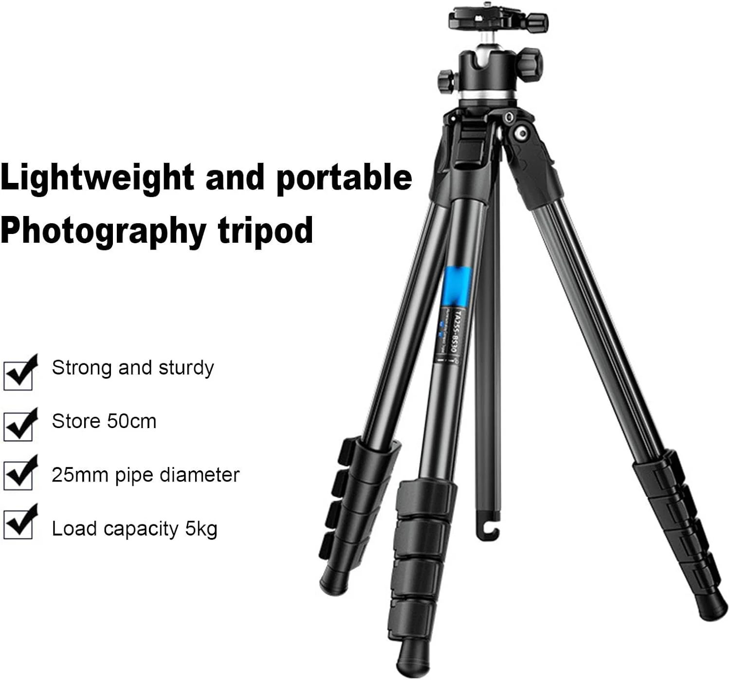 سه پایه دوربین DSLR، سه پایه مسافرتی آلیاژ آلومینیومی قابل حمل با سر توپی، ستون مرکزی، صفحه رهاسازی سریع برای عکاسی با زاویه کم، سازگار با DSLR و دوربین های فیلمبرداری