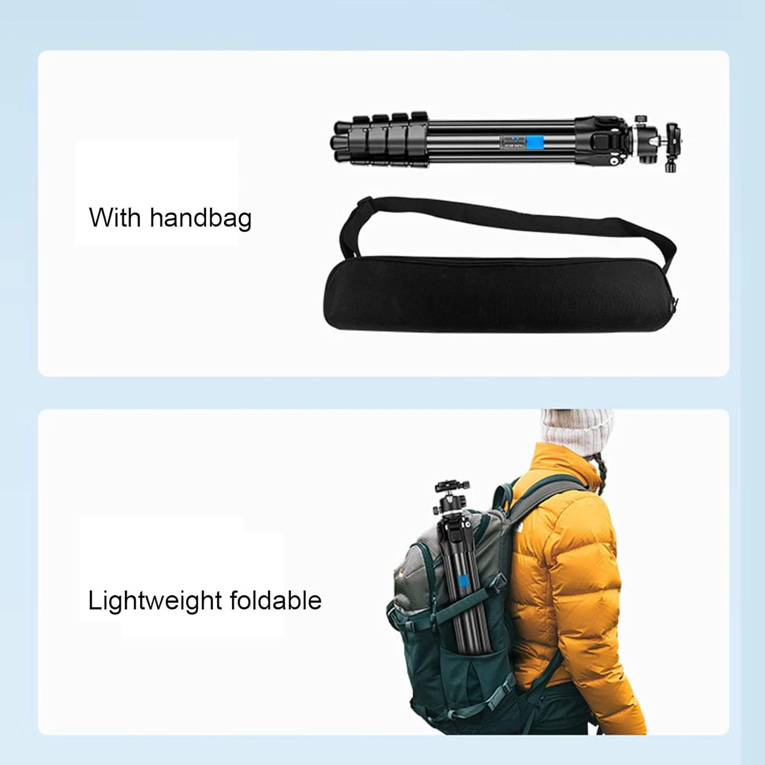 سه پایه دوربین DSLR، سه پایه مسافرتی آلیاژ آلومینیومی قابل حمل با سر توپی، ستون مرکزی، صفحه رهاسازی سریع برای عکاسی با زاویه کم، سازگار با DSLR و دوربین های فیلمبرداری