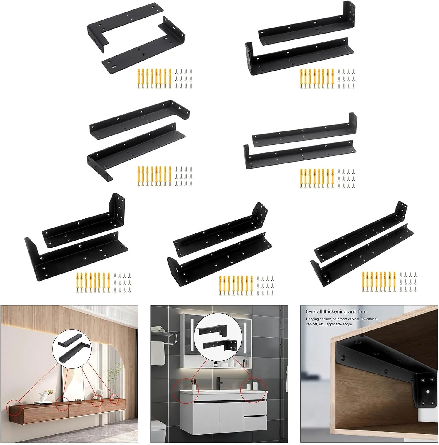 براکت قفسه دیواری فلزی سنگین، براکت های قفسه سه پایه معلق، براکت های L ضخیم و بادوام