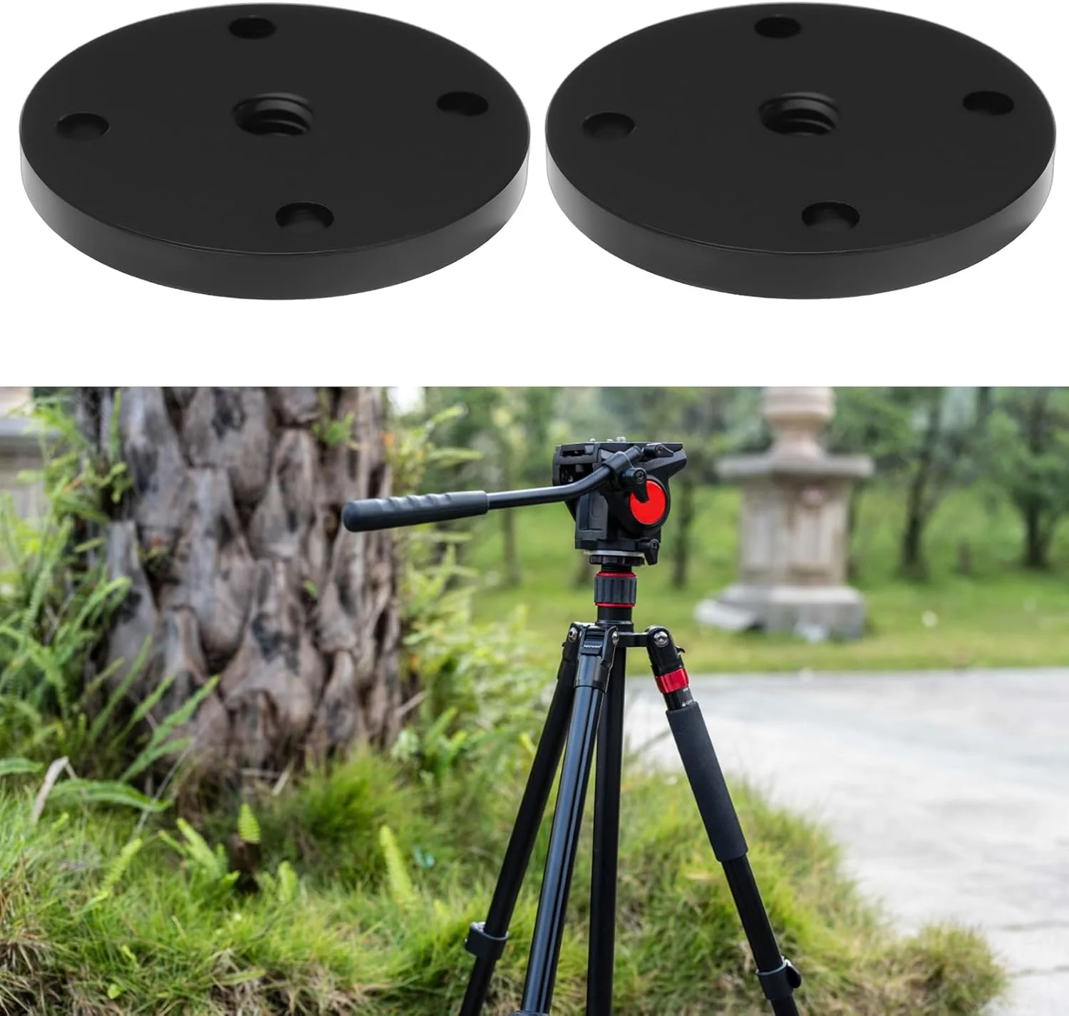 آداپتور مهره اتصال کفشک فلاش 4 عددی eMagTech با قطر رزوه 1/4 اینچ - 20 و اندازه 39.5 میلی متر به همراه پیچ برای اکثر سه پایه ها و تک پایه ها، آداپتور پیچ سه پایه مشکی