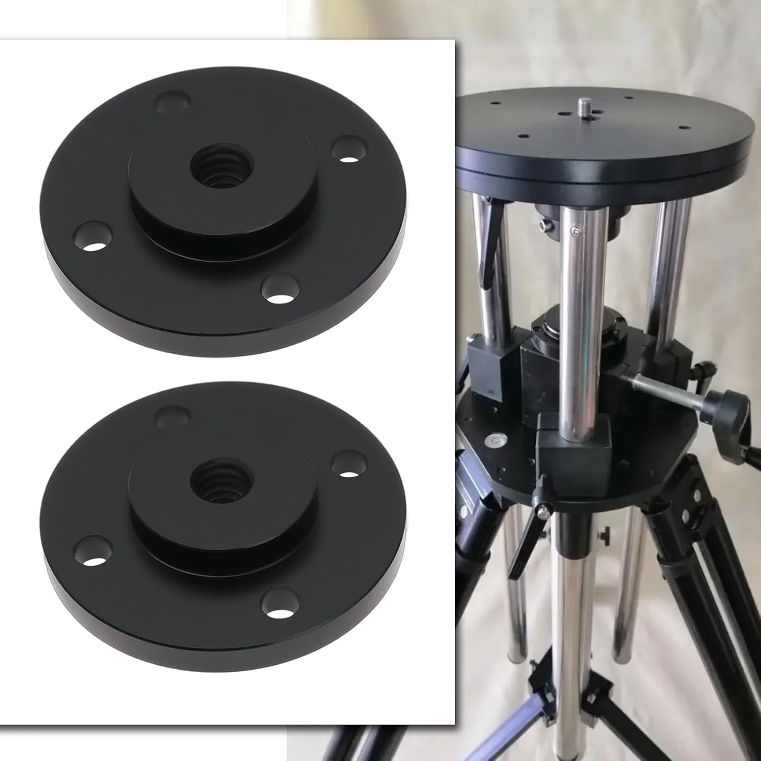 آداپتور مهره اتصال کفشک فلاش 4 عددی eMagTech با قطر رزوه 1/4 اینچ - 20 و اندازه 39.5 میلی متر به همراه پیچ برای اکثر سه پایه ها و تک پایه ها، آداپتور پیچ سه پایه مشکی