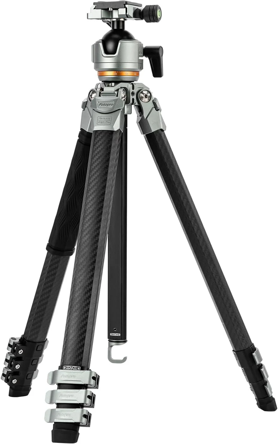 سه پایه فیبر کربنی فشرده Fotopro، پایه های پروفیلی 60 اینچی، سه پایه مسافرتی قابل حمل، سه پایه حرفه ای سنگین با حداکثر بار 20 کیلوگرم با کیف ضد آب و سر توپی فوق العاده بزرگ، Fotopro Origin Plus