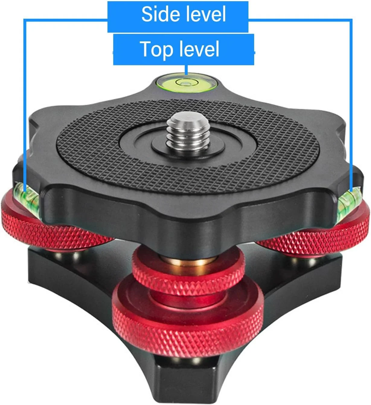 پایه پانورامای دوربین GOWENIC، آلیاژ آلومینیومی با پیچ 3/8 اینچی، هد سه پایه پانوراما با تراز حبابی، برای دوربین های DSLR سه پایه تک پایه، ظرفیت بار 15 کیلوگرم