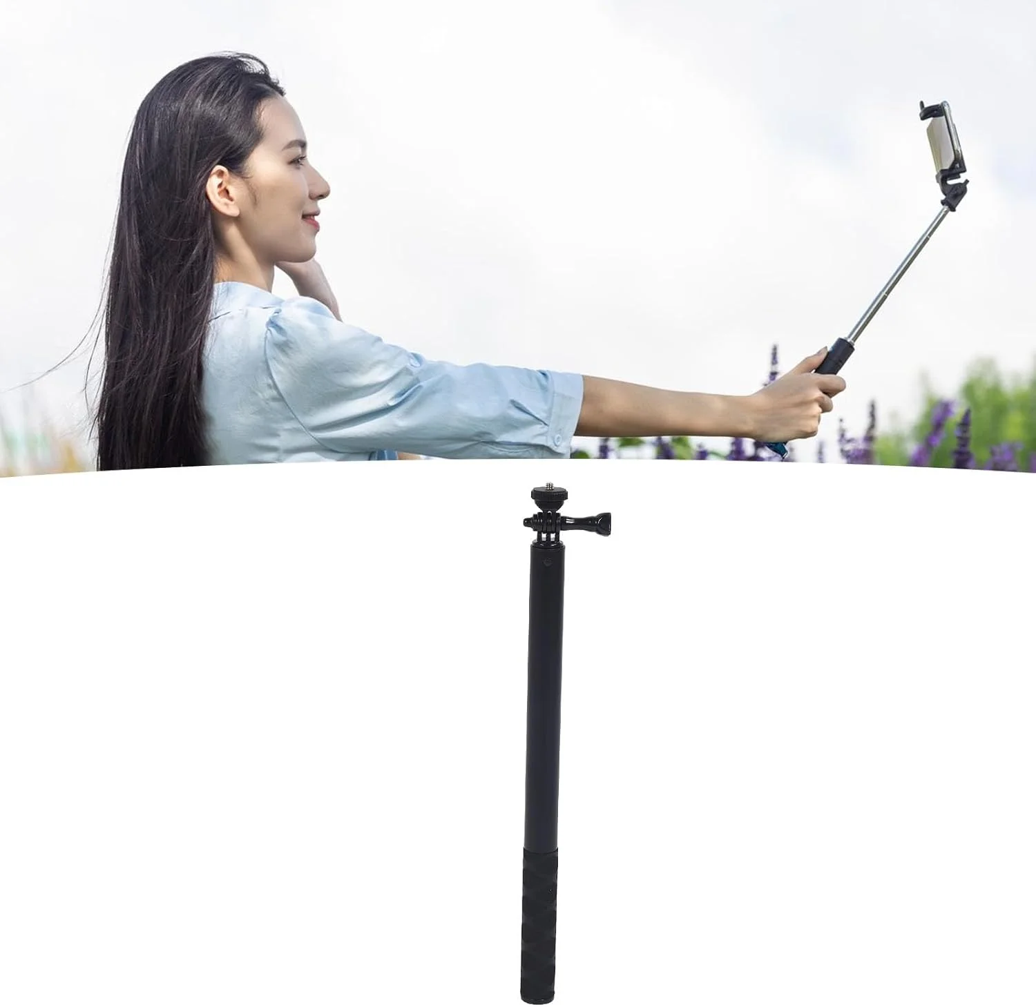 میله مونوپاد گسترده Jectse، کنترل دقیق طول، مقاوم در برابر خوردگی، سبک وزن، 5 بخش، میله سلفی ضد لغزش با رابط PTZ برای فضای باز