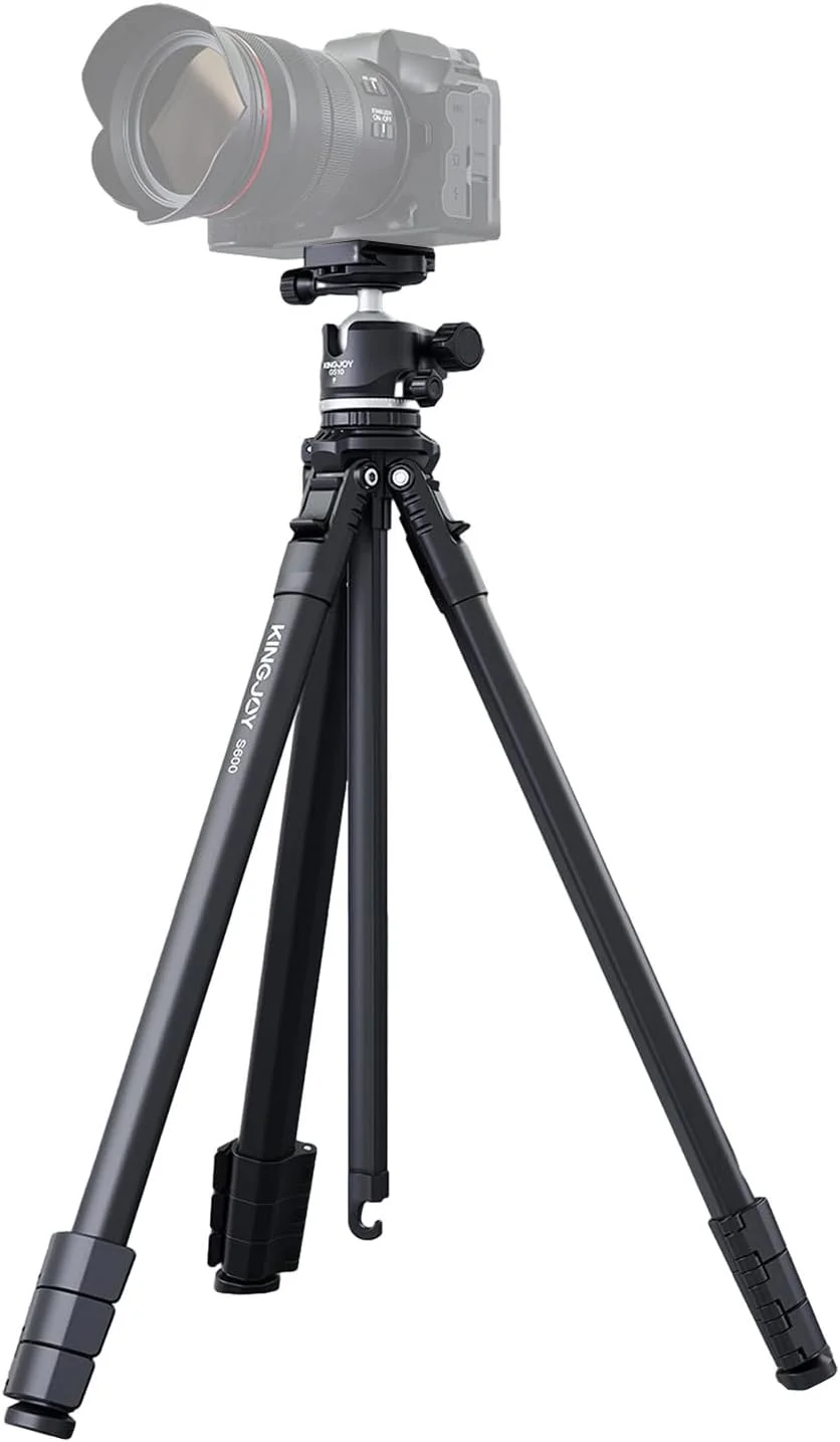 پایه دوربین مسافرتی قابل حمل Irovami S600X+GS10 با هد توپی چرخان 360 درجه آلیاژ آلومینیوم حداکثر ارتفاع 1645 میلی متر / 64.8 اینچ ظرفیت بار 10 کیلوگرم / 22 پوند با کیف حمل