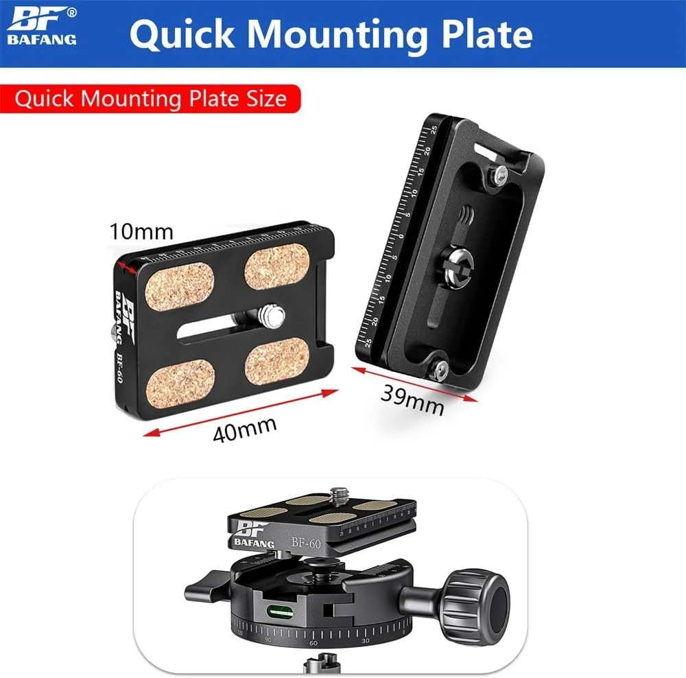 سر سه پایه توپی BF BAFANG، پایه چرخان 360 درجه، سر سه پایه 36 میلی متری با پیچ 1/4 اینچی برای سه پایه، تک پایه، دوربین DSLR، حداکثر بار 10 کیلوگرم، مشکی