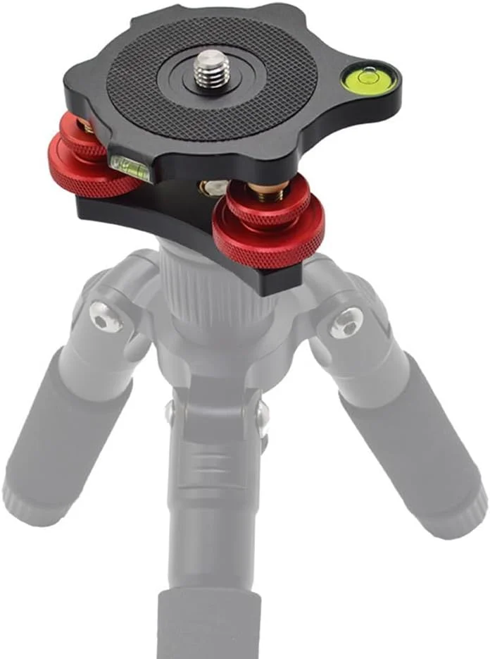 پایه تراز سه پایه Labymos، سر سه پایه قابل تنظیم آلیاژ آلومینیوم با شیب ±5 درجه و پیچ 3/8 اینچی و تراز حبابی