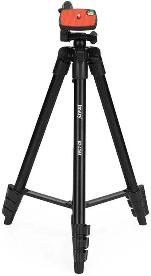 پایه سه پایه آلیاژ آلومینیوم KP-2205 برای دوربین های DSLR، بدون آینه و تلفن های هوشمند، چرخش 360 درجه، حداکثر ارتفاع 134 سانتی متر، ظرفیت 2.4 کیلوگرم