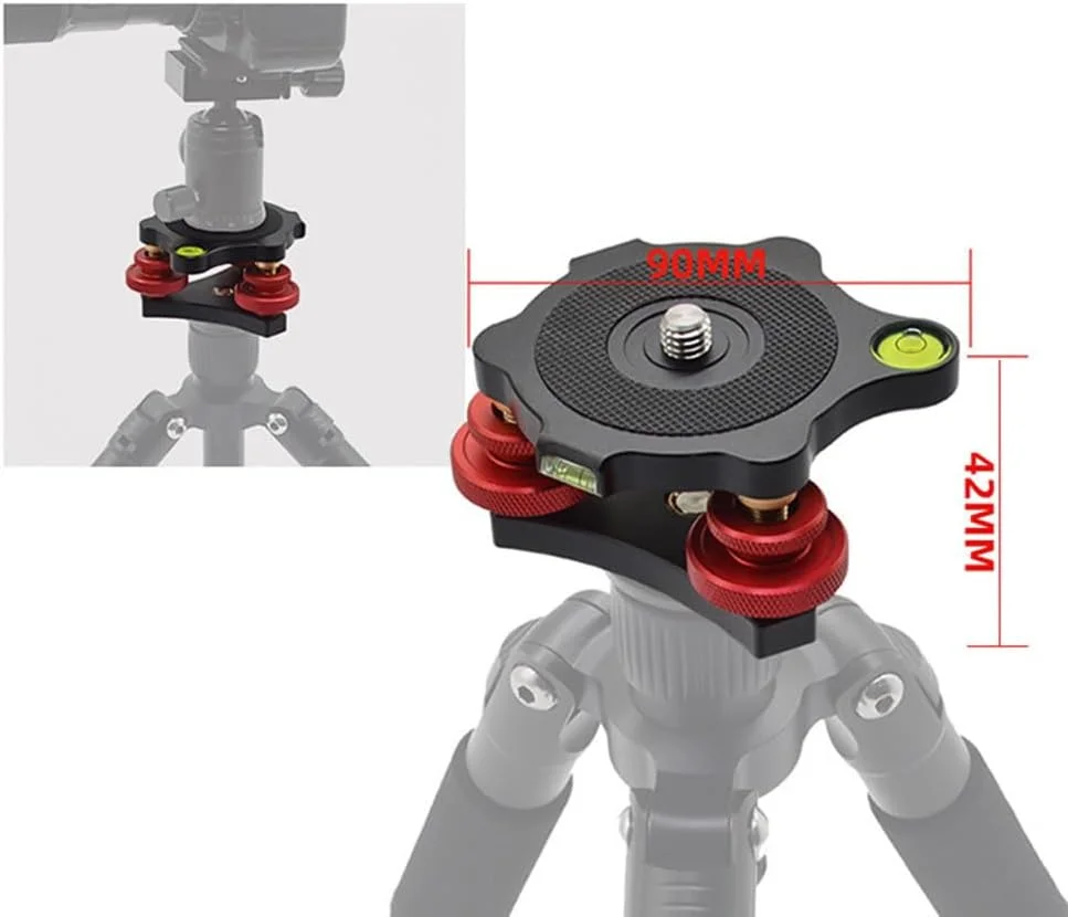 پایه تراز سه پایه Labymos، سر سه پایه قابل تنظیم آلیاژ آلومینیوم با شیب ±5 درجه و پیچ 3/8 اینچی و تراز حبابی