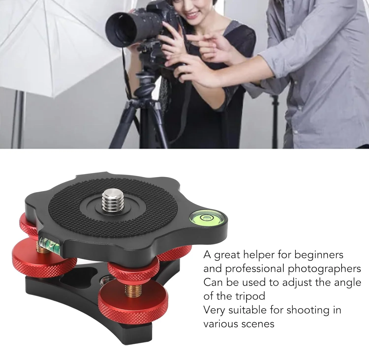 پایه تراز سه پایه، پایه تراز سر سه پایه دوربین آلیاژ آلومینیوم 3 چرخ تراز کننده با ترازهای حبابی، ظرفیت بار 15 کیلوگرم پیچ های 1/4 اینچ به 3/8 اینچ برای سه پایه های دوربین های DSLR تک پایه پایه تراز سه پایه، پایه تراز سر سه پایه دوربین آلیاژ آلومینیوم 3 چرخ تراز کننده با ترازهای حبابی، ظرفیت بار 15 کیلوگرم پیچ های 1/4 اینچ به 3/8 اینچ برای سه پایه های دوربین های DSLR تک پایه