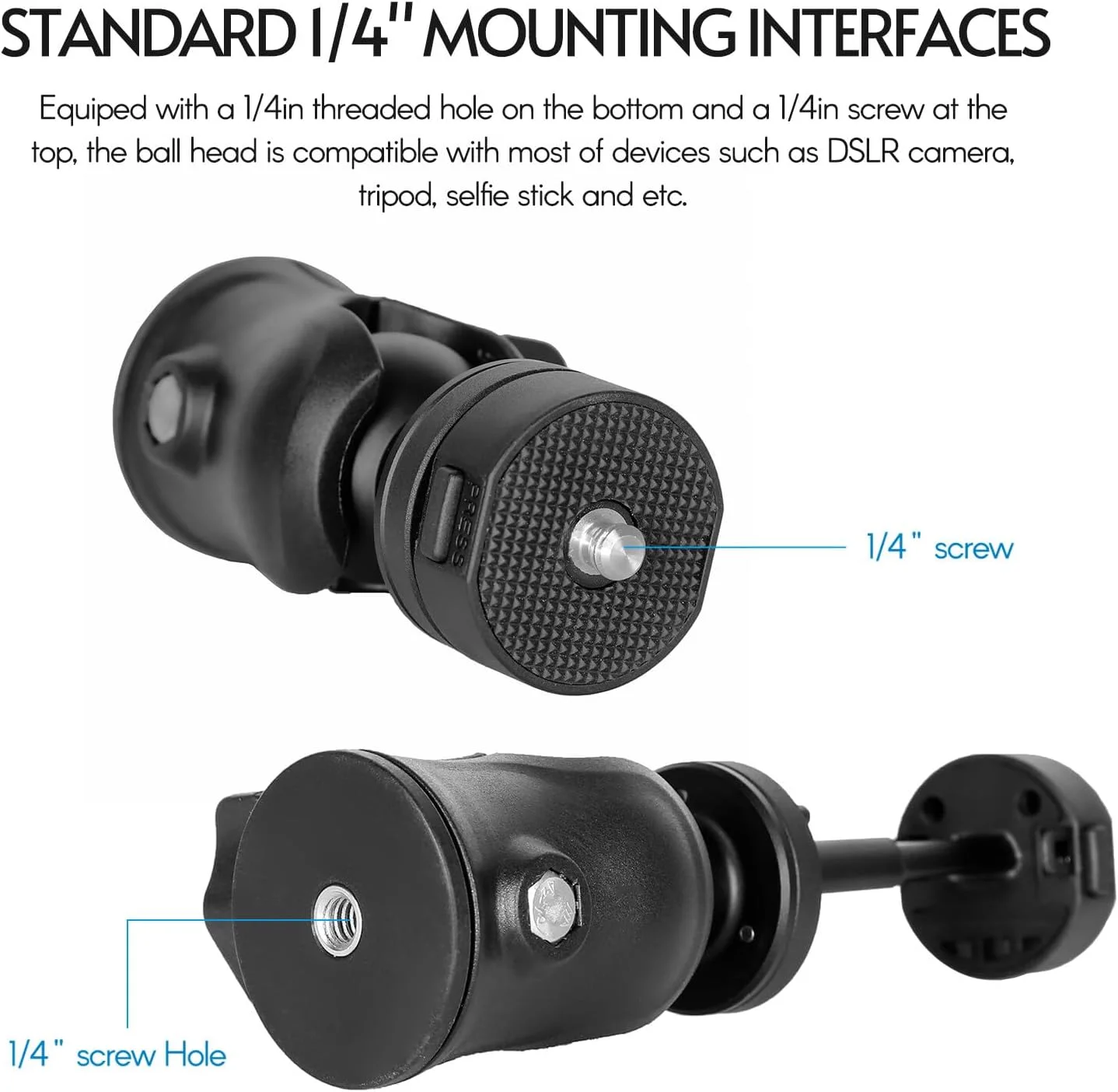 آداپتور پایه دوربین سر سه پایه پانوراما، مینی هد توپی با قابلیت چرخش 360 درجه، ظرفیت بار 10 کیلوگرم با پیچ 1/4 اینچ، دارای گیره تلفن قابل تنظیم داخلی، سازگار با دوربین DSLR، چراغ LED، سلفی آداپتور پایه دوربین سر سه پایه پانوراما، مینی هد توپی با قابلیت چرخش 360 درجه، ظرفیت بار 10 کیلوگرم با پیچ 1/4 اینچ، دارای گیره تلفن قابل تنظیم داخلی، سازگار با دوربین DSLR، چراغ LED، سلفی
