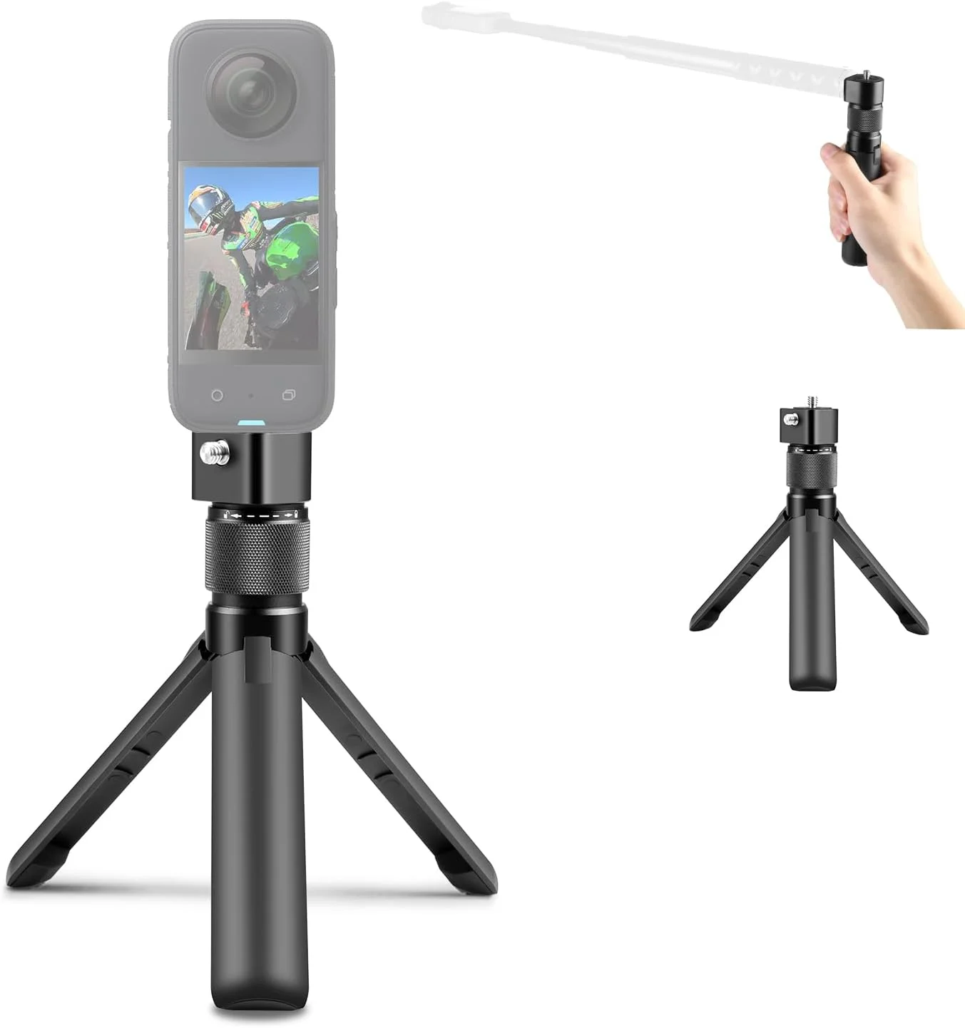 پایه سه پایه رومیزی تاشو چرخشی کوچک دوربین اکشن PULUZ برای Insta360 X3 / X4/ONE X2 /ONE X/ONE RS، سه پایه رومیزی جمع و جور با پیچ 1/4 اینچی برای Gopro/DJI و غیره، گیمبال، دسته نگهدارنده