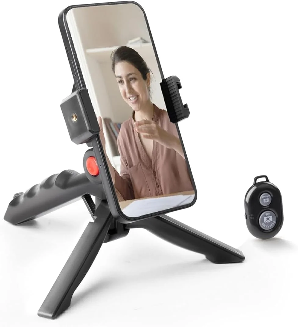 سه پایه مینی سبک و قابل حمل CELLMASTER، ایده آل برای تلفن های هوشمند، دوربین های اکشن، DSLR و دوربین برای عکاسی راحت و طولانی مدت، به همراه پایه تلفن هوشمند و ریموت شاتر سه پایه مینی سبک و قابل حمل CELLMASTER، ایده آل برای تلفن های هوشمند، دوربین های اکشن، DSLR و دوربین برای عکاسی راحت و طولانی مدت، به همراه پایه تلفن هوشمند و ریموت شاتر