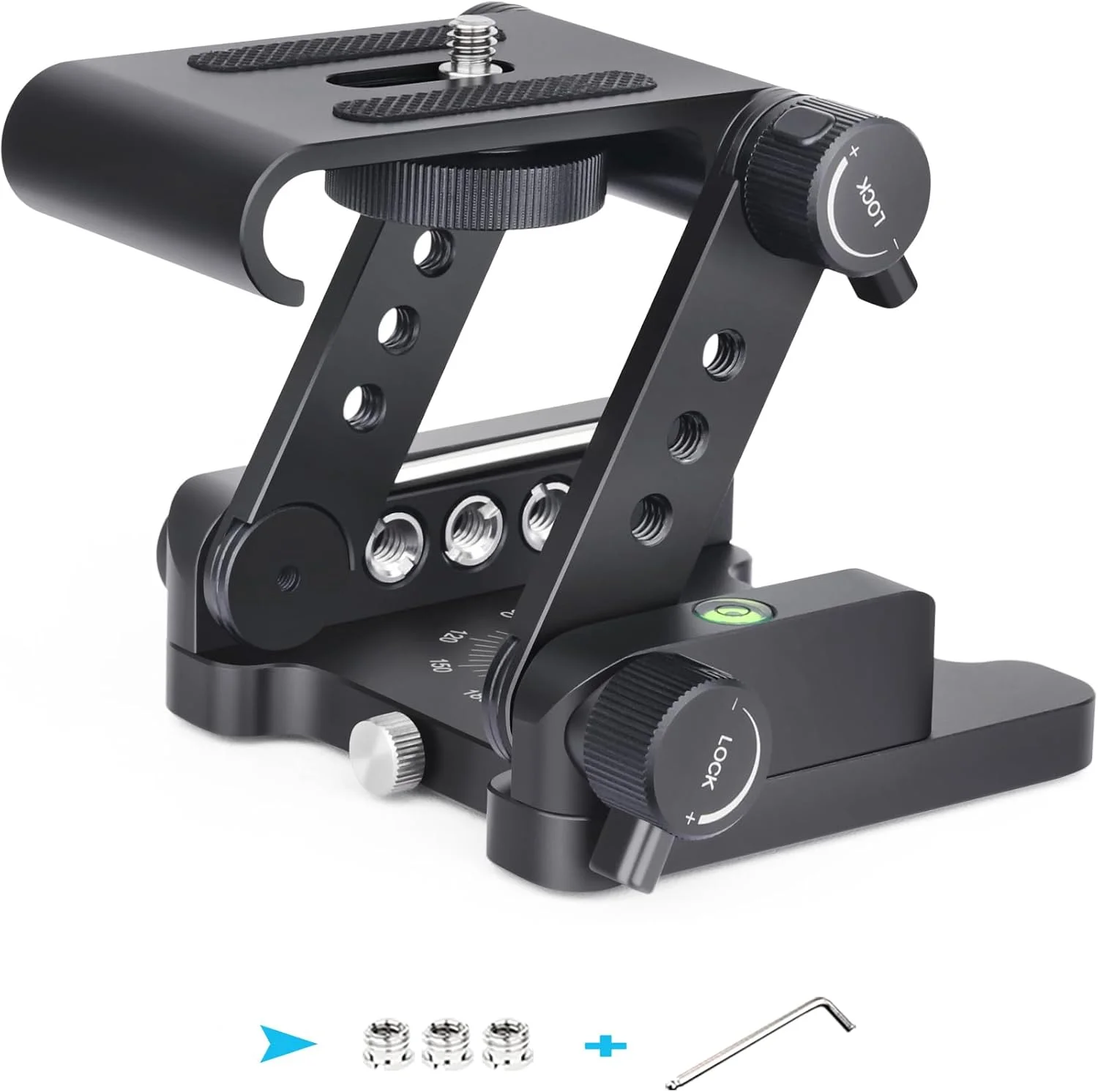 سر سه پایه تاشو INNOREL Z-Flex مدل ZH9، ساخته شده از آلیاژ آلومینیوم CNC، تمام فلزی، تاشو Z Pan با پیچ های 1/4 و 3/8 اینچ، حداکثر تحمل وزن 5 کیلوگرم، دارای دکمه تنظیم برای دوربین های Canon Nikon Sony DSRL، دوربین فیلمبرداری و اسلایدر
