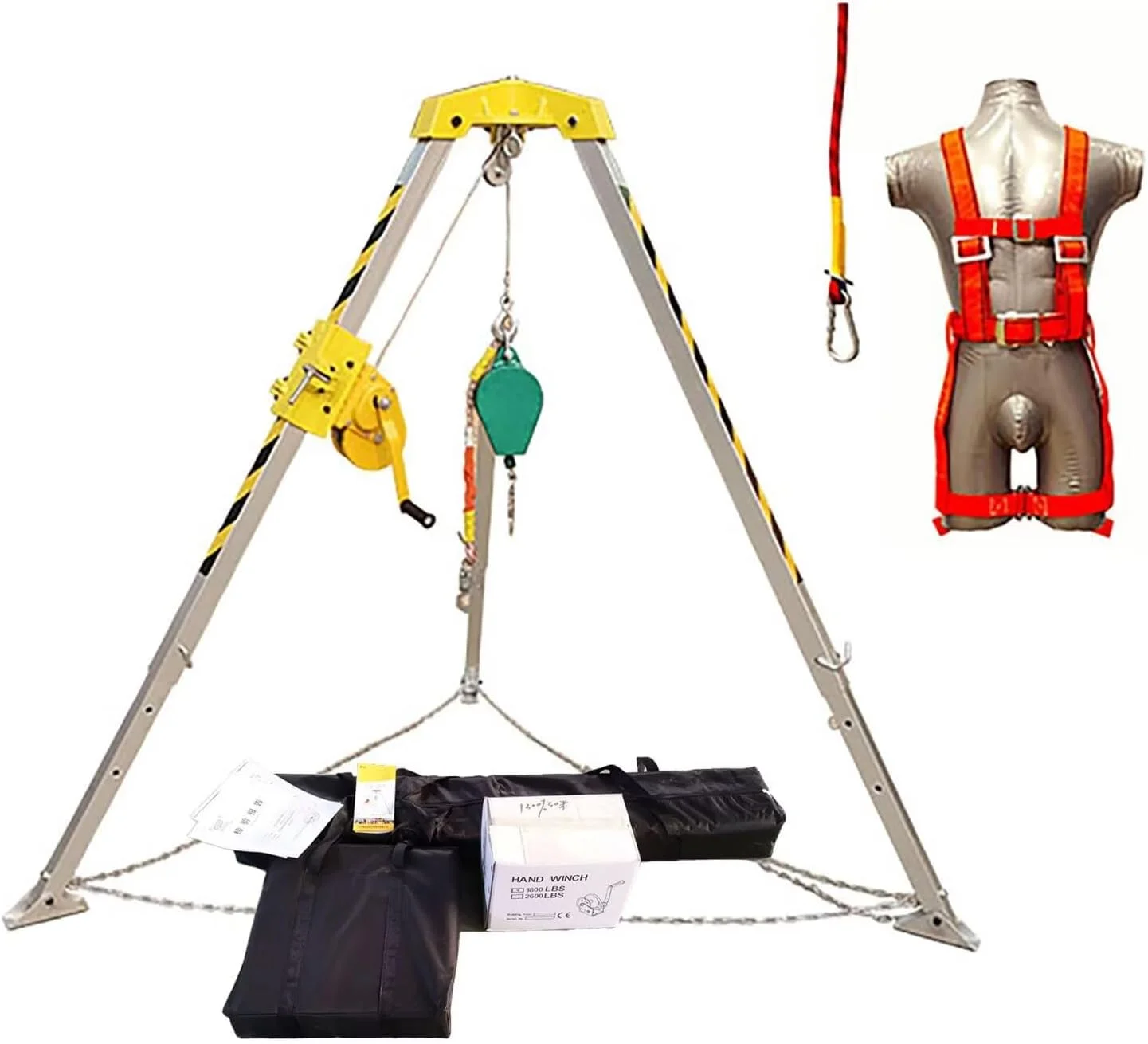 سه پایه نجات فضای محدود برای تونل، تجهیزات بالابر سه پایه صنعتی با پایه های قابل تنظیم، برای سه پایه نجات ایمنی آتش نشانی