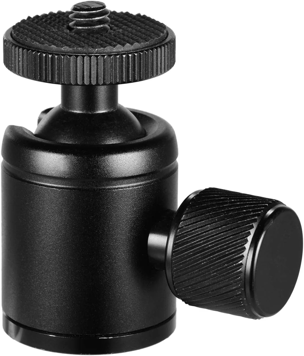 آداپتور سر توپی فلزی کوچک Pepisky، آلیاژ آلومینیوم با پیچ 1/4 اینچ و سوراخ پیچ 3/8 اینچ برای دوربین تلفن همراه چراغ LED، مشکی