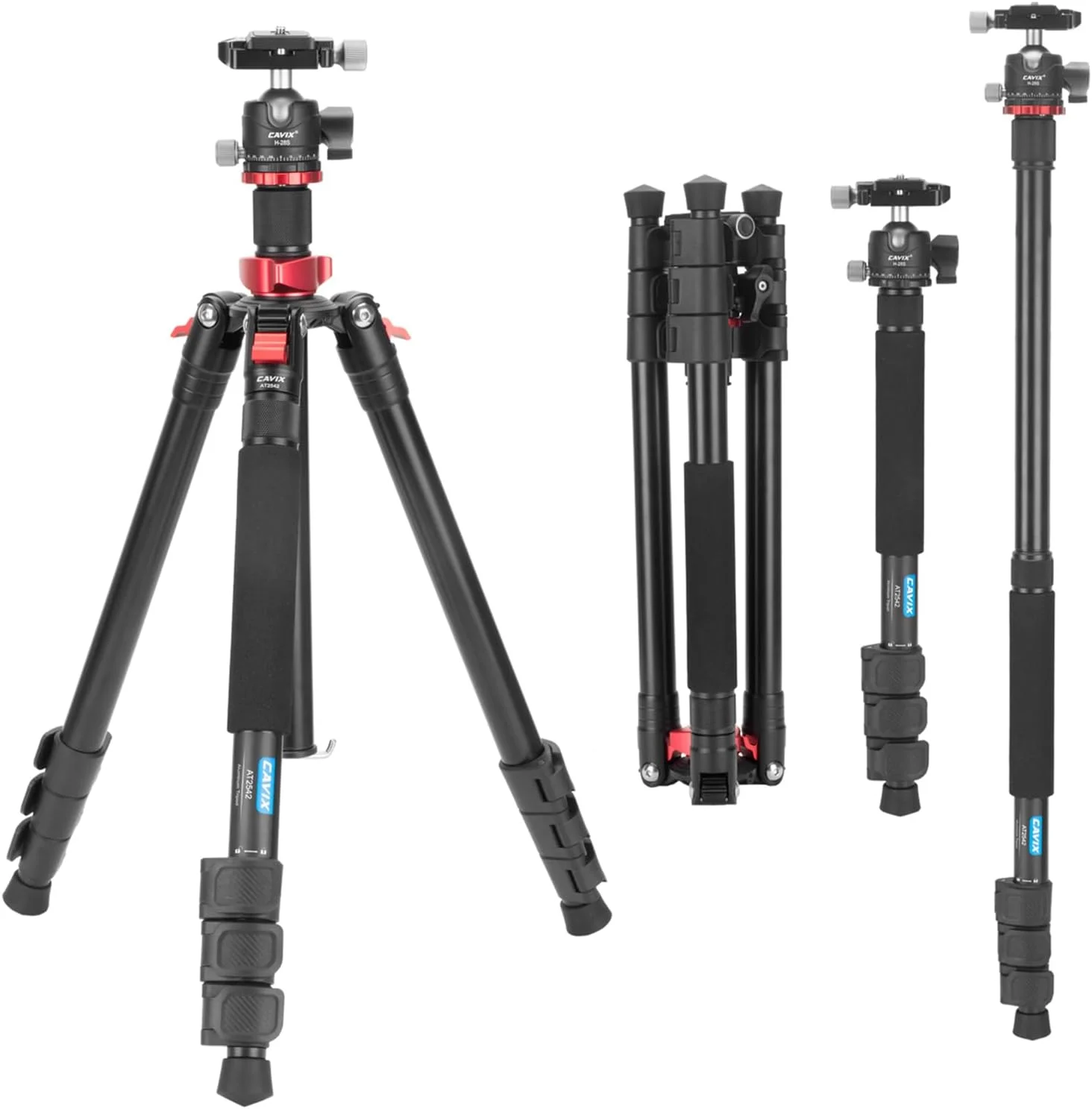 پایه دوربین سه پایه تاشو Labymos AT2542 با سر توپی آلیاژ آلومینیوم 10 کیلوگرم ظرفیت بار 3 بخش پایه سه پایه قابل حمل با پیچ 1/4 اینچ-3/8 اینچ گیره تلفن ستون مرکزی جداشدنی