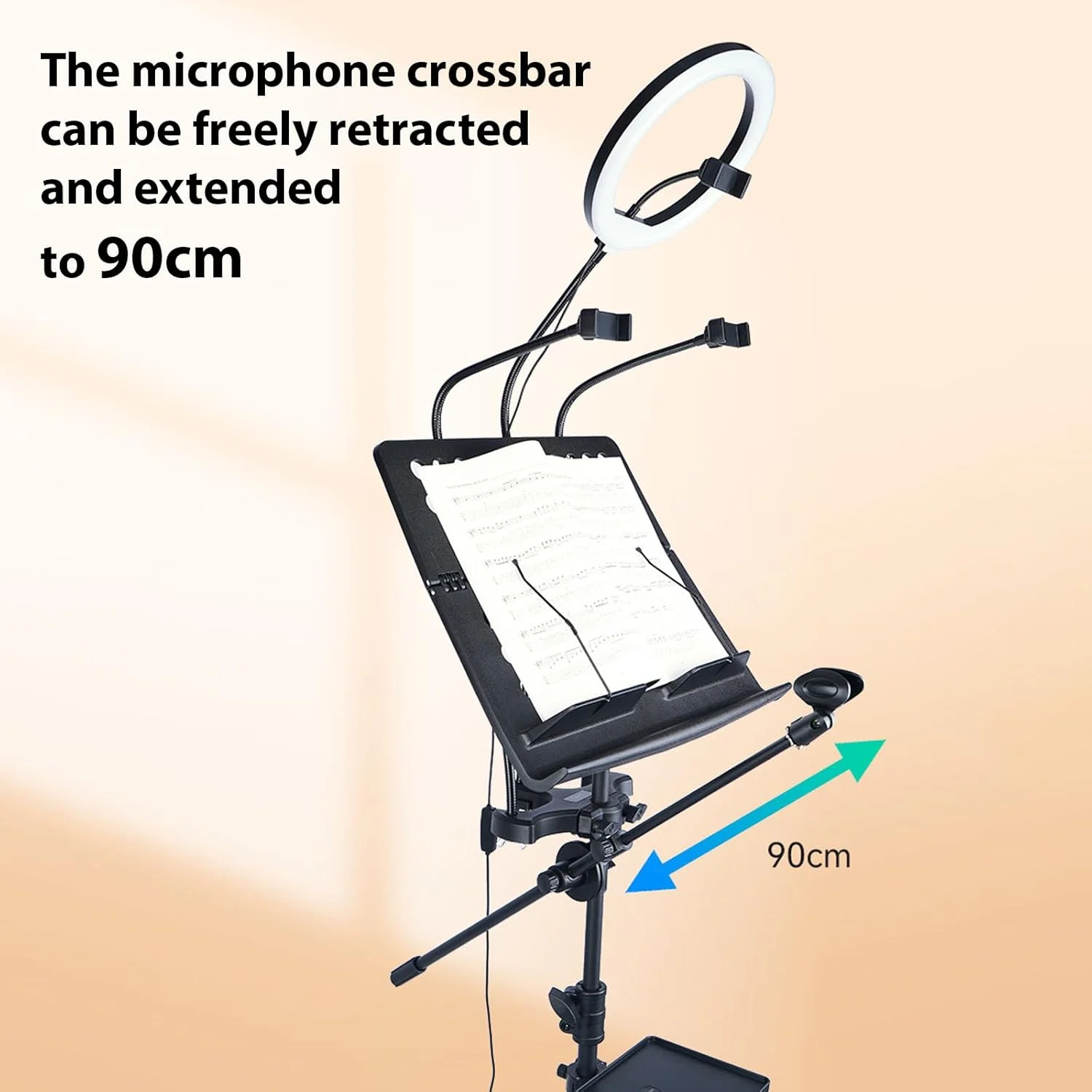 پایه نت قابل حمل Mingzhe GMS-01، پایه میکروفون چند منظوره جداشدنی برای پخش زنده مستقیم، پایه طیف نگار زنده