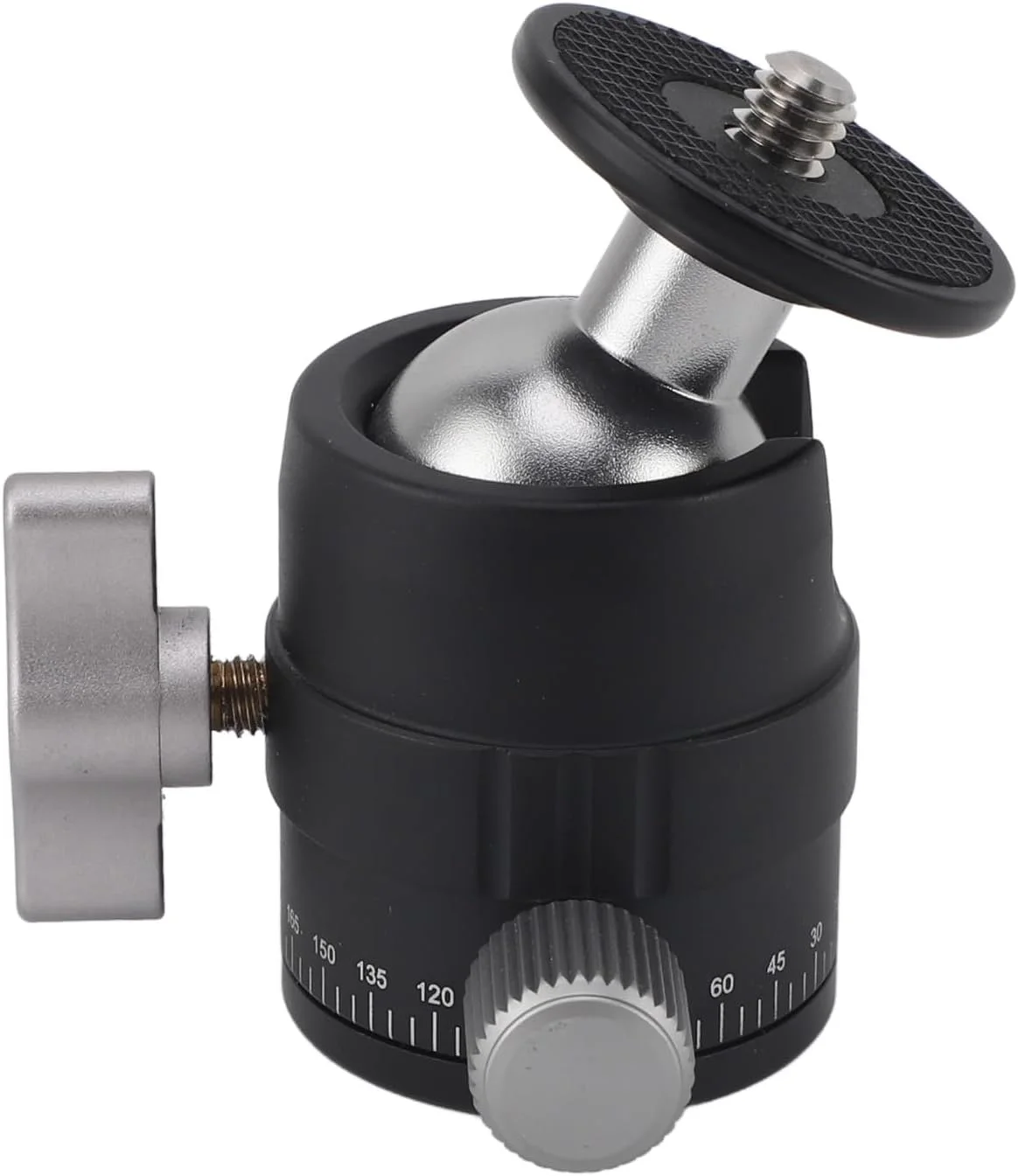 هد توپی پانوراما Cryfokt، آلیاژ آلومینیوم پرداخت شده با قابلیت چرخش 360 درجه، رزوه 1/4 اینچی، هد توپی سه پایه با استحکام بالا برای دوربین و تلفن