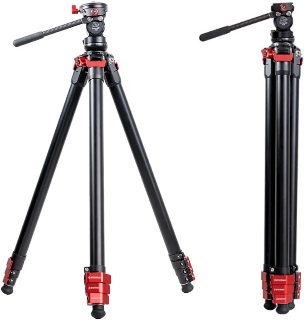 سه پایه مسافرتی حرفه ای IFOOTAGE Gazelle TA3B با هد سیال K3، مناسب برای دوربین های DSLR کانن، نیکون، سونی، الیمپوس و پاناسونیک