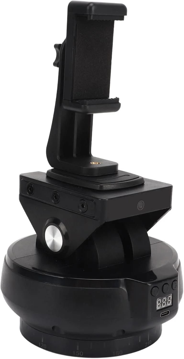 سر هوشمند ردیابی چهره با قابلیت چرخش ۳۶۰ درجه، ۹ حالت قابل تنظیم، کنترل از راه دور، تثبیت کننده سر سه پایه برقی با سوراخ پیچ ۱/۴ اینچی برای عکاسی