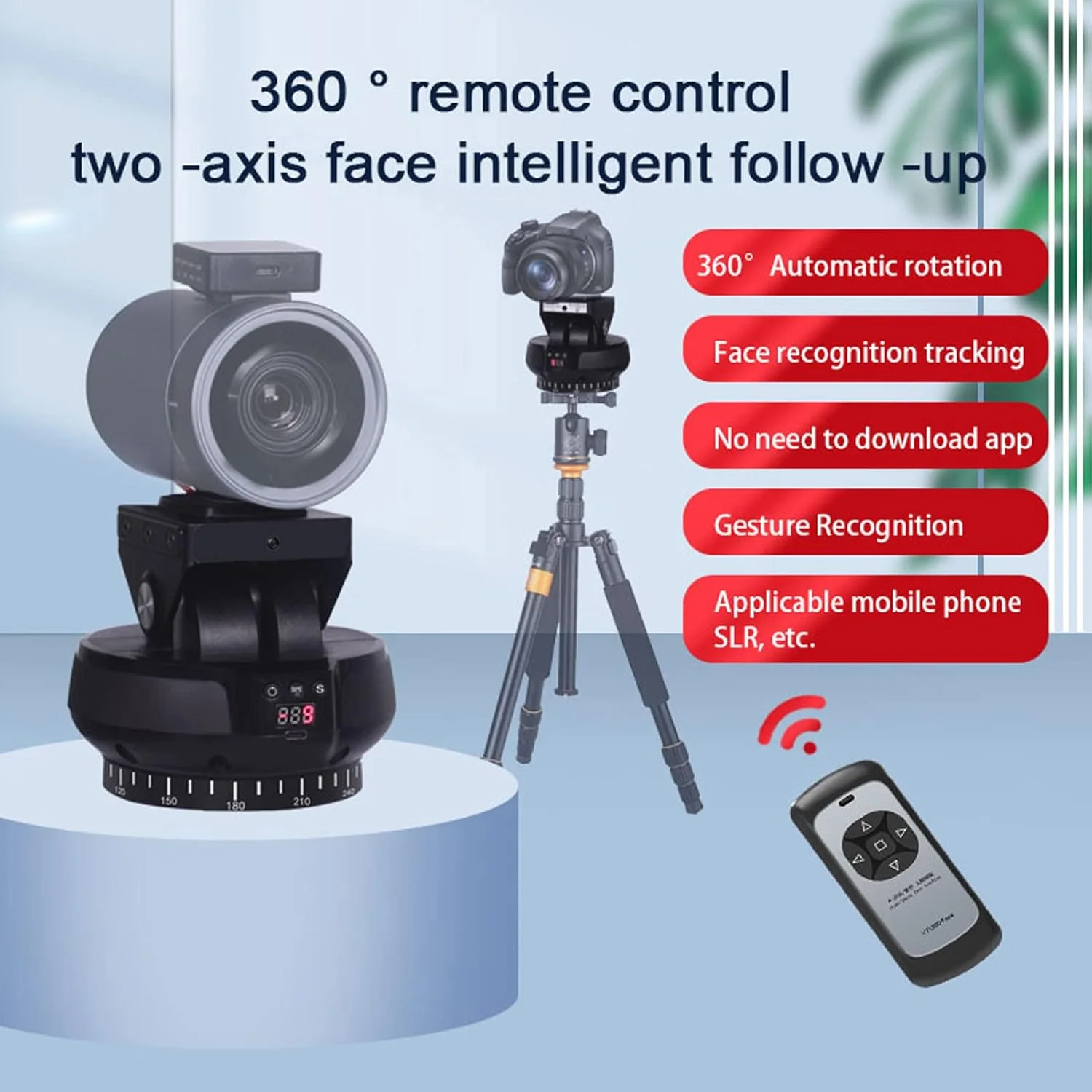 سر هوشمند ردیابی چهره با قابلیت چرخش ۳۶۰ درجه، ۹ حالت قابل تنظیم، کنترل از راه دور، تثبیت کننده سر سه پایه برقی با سوراخ پیچ ۱/۴ اینچی برای عکاسی سر هوشمند ردیابی چهره با قابلیت چرخش ۳۶۰ درجه، ۹ حالت قابل تنظیم، کنترل از راه دور، تثبیت کننده سر سه پایه برقی با سوراخ پیچ ۱/۴ اینچی برای عکاسی
