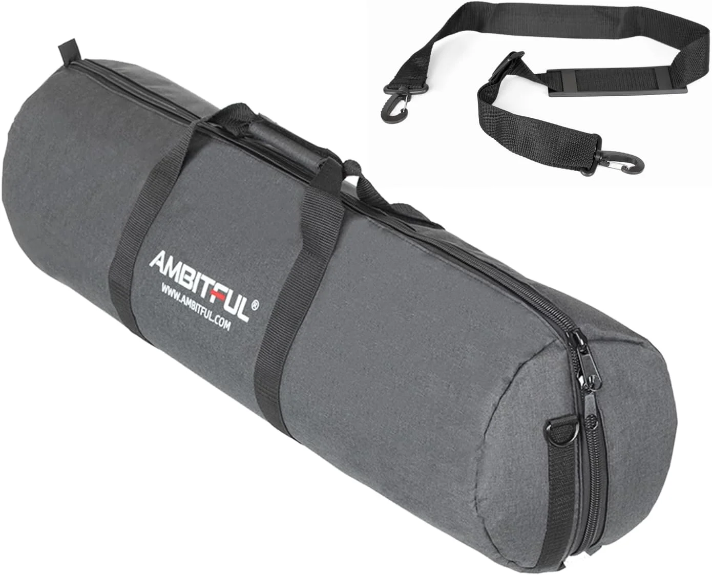 کیف حمل سه پایه AMBITFUL نسخه پهن شده برای پایه های نور، پایه بوم، چتر و لوازم جانبی عکاسی سه پایه، خاکستری، (100cm/39.3in) x (Φ22cm/8.66in)، کیف حمل