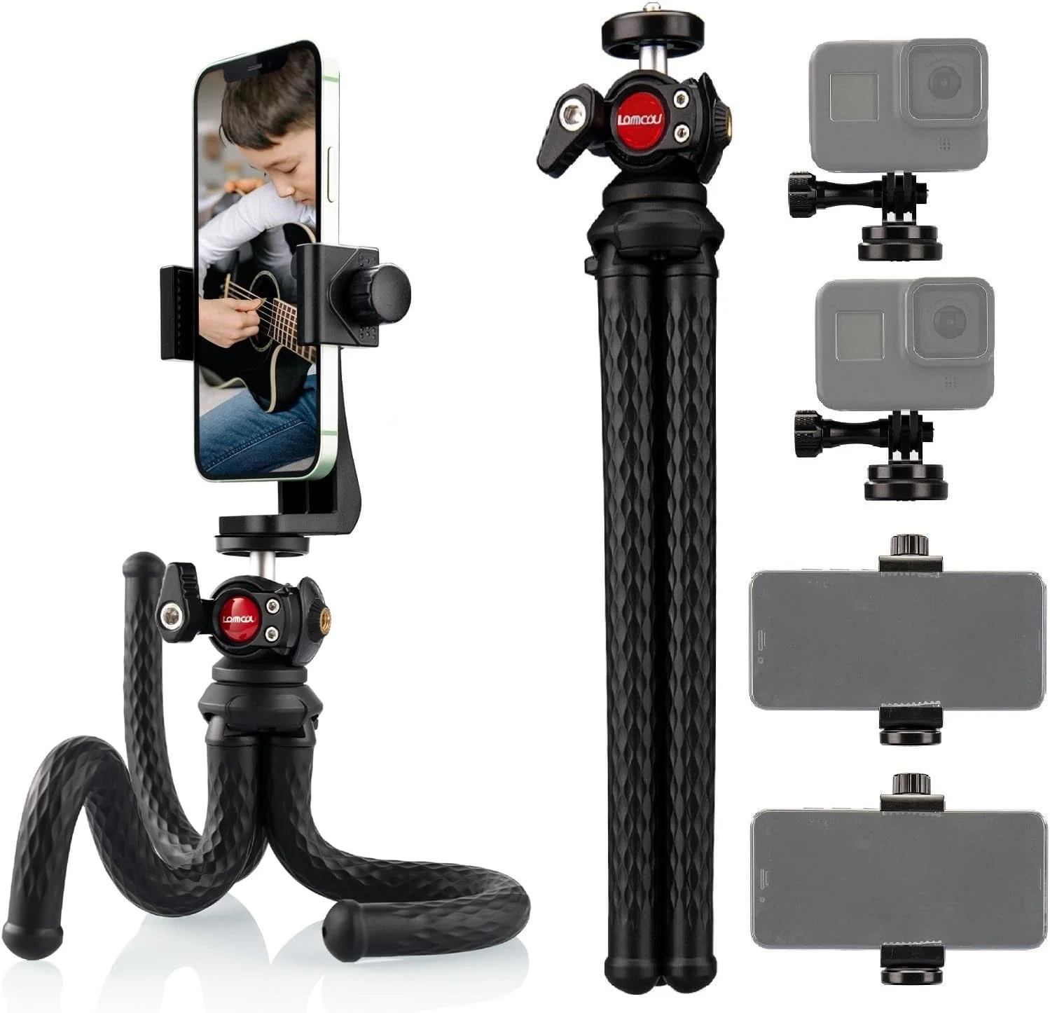 سه پایه انعطاف پذیر گوشی هوشمند Lammcou، سه پایه کوچک دوربین Go Pro Gorilla Octopus، سه پایه رفلکس مسافرتی قابل حمل برای دوربین های DSLR، سه پایه کوچک (2)